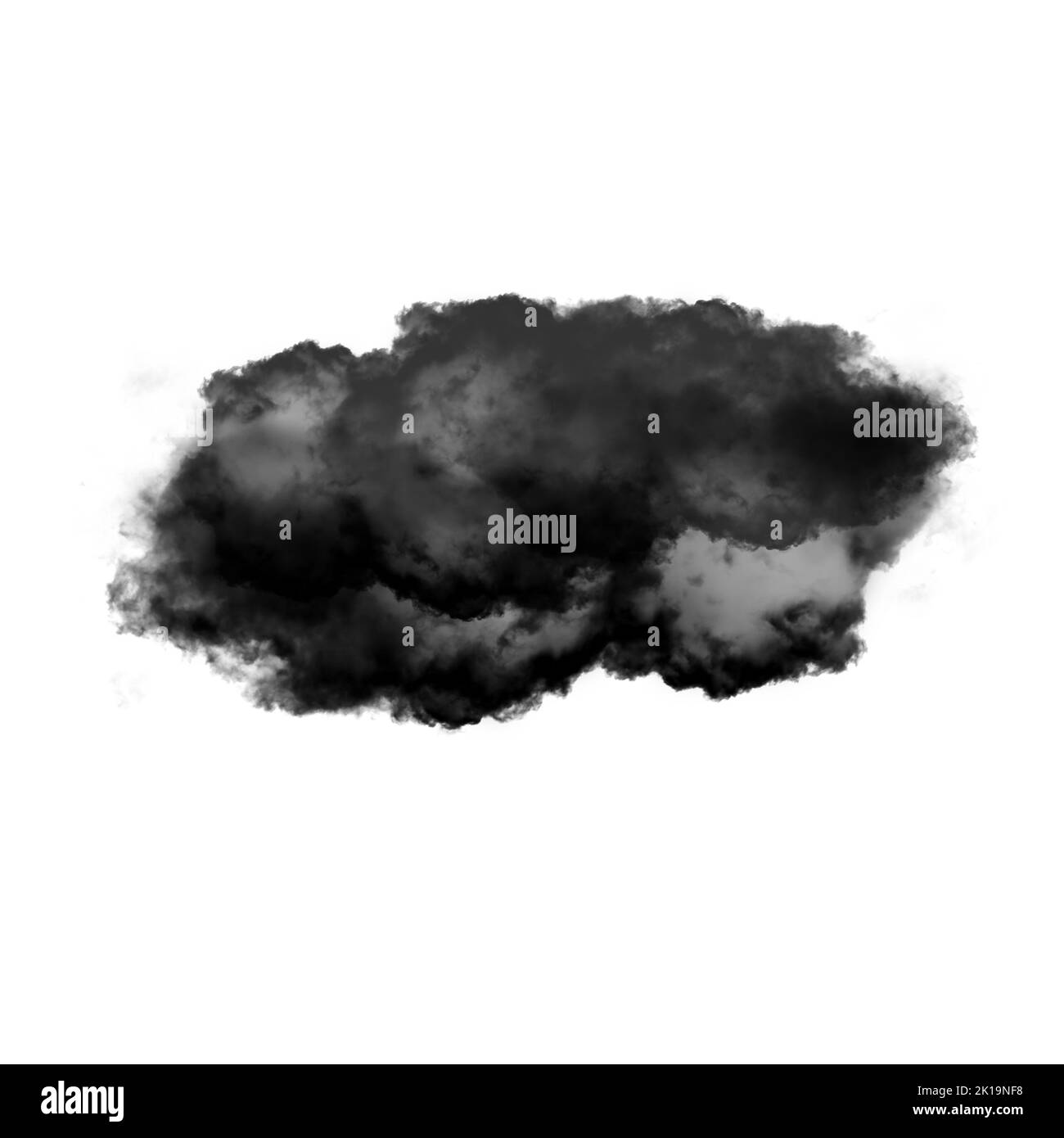 Nuage noir isolé sur fond blanc 3D illustration, forme de nuage de fumée naturelle Banque D'Images