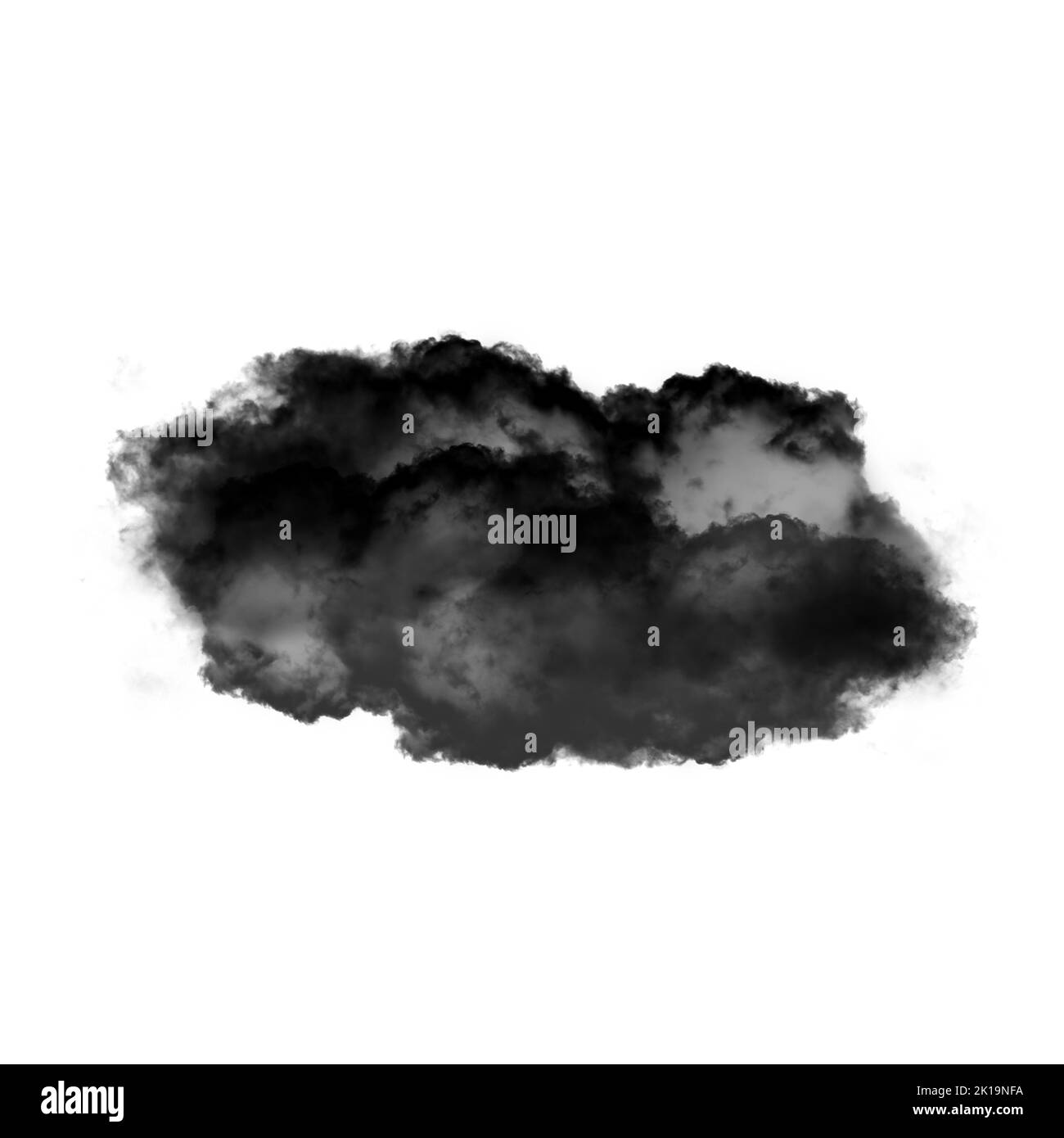 Nuage noir isolé sur fond blanc 3D illustration, forme de nuage de fumée naturelle Banque D'Images