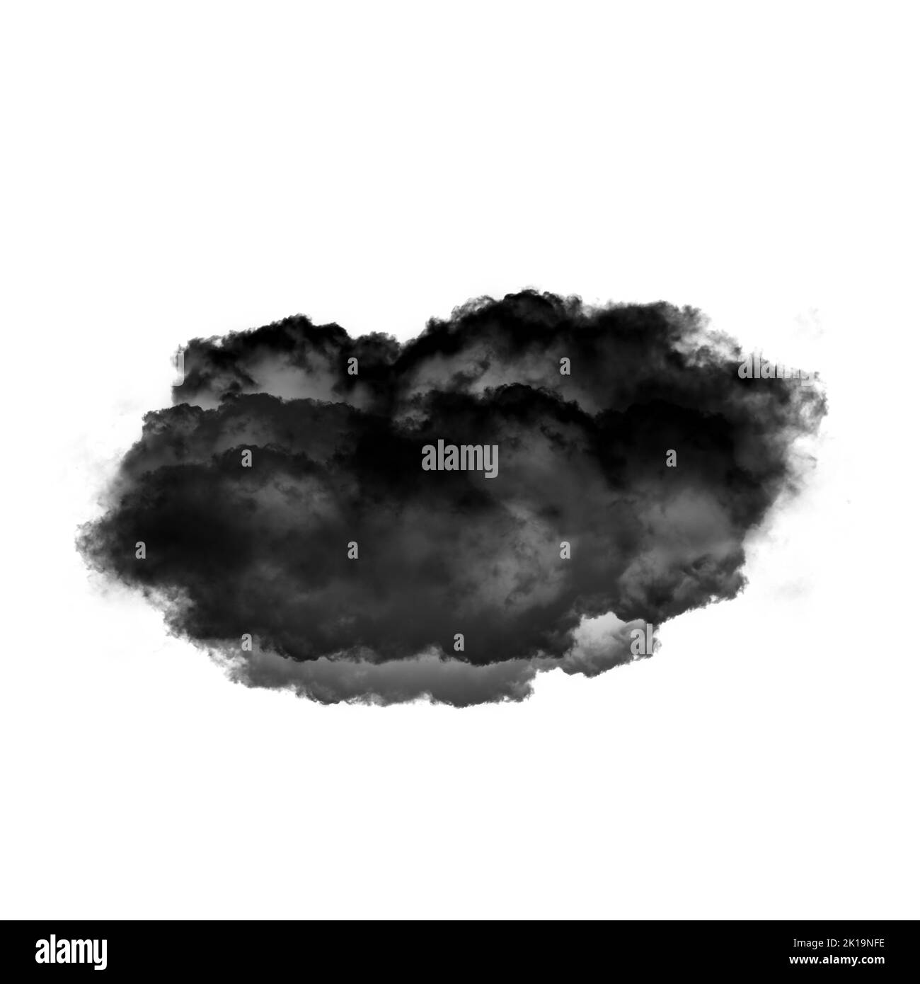 Nuage noir isolé sur fond blanc 3D illustration, forme de nuage de fumée naturelle Banque D'Images