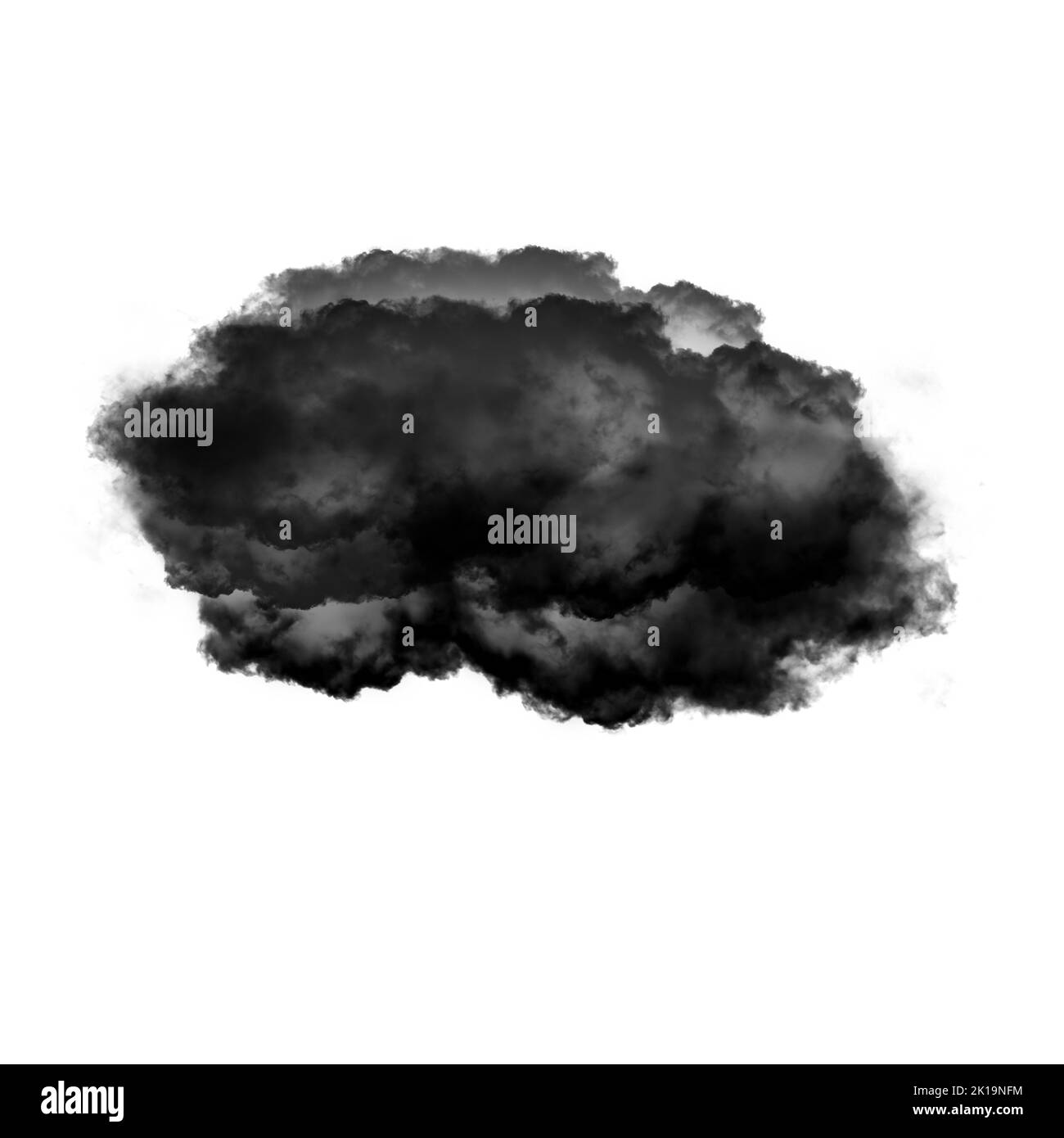 Nuage noir isolé sur fond blanc 3D illustration, forme de nuage de fumée naturelle Banque D'Images