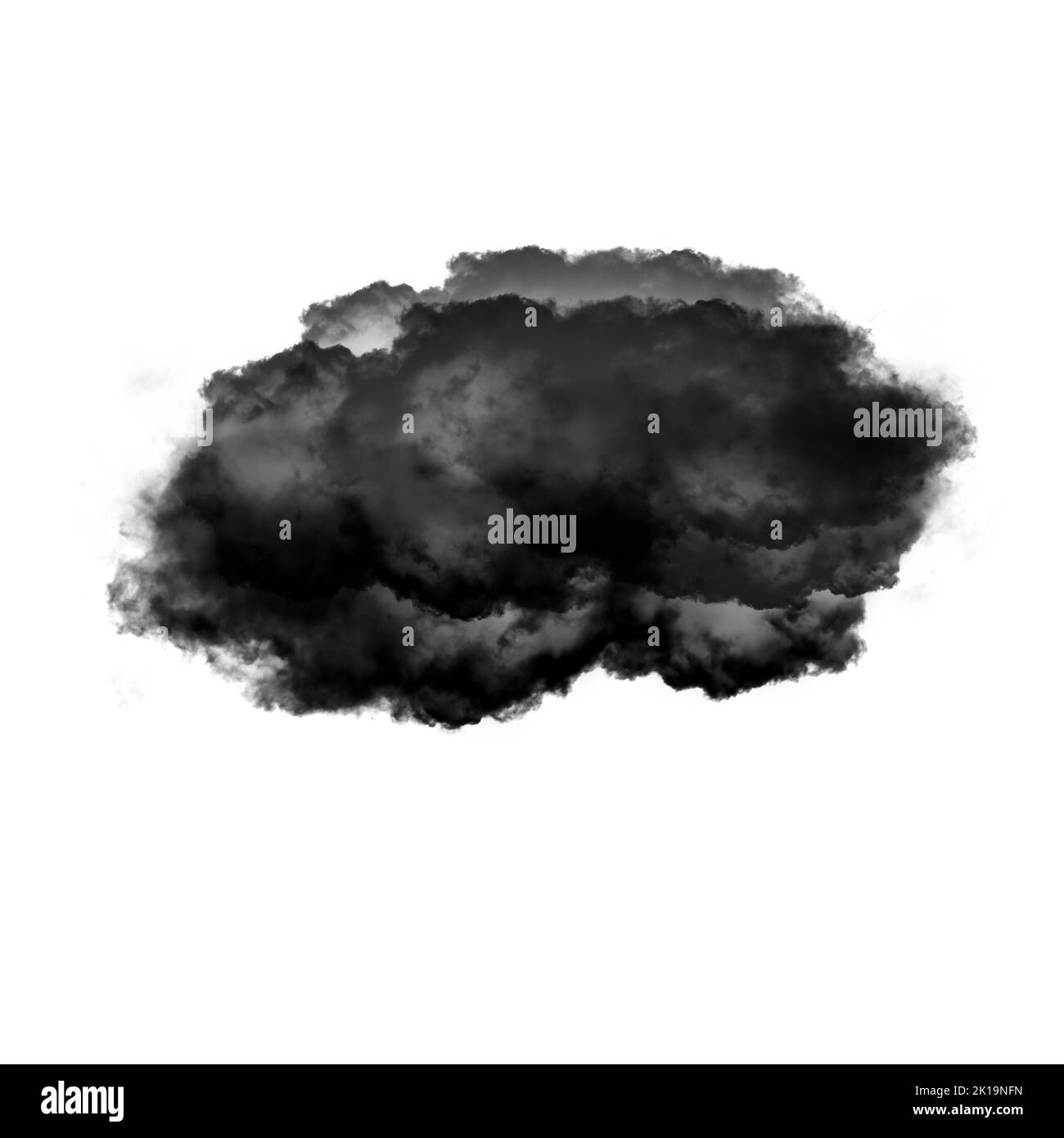 Nuage noir isolé sur fond blanc 3D illustration, forme de nuage de fumée naturelle Banque D'Images