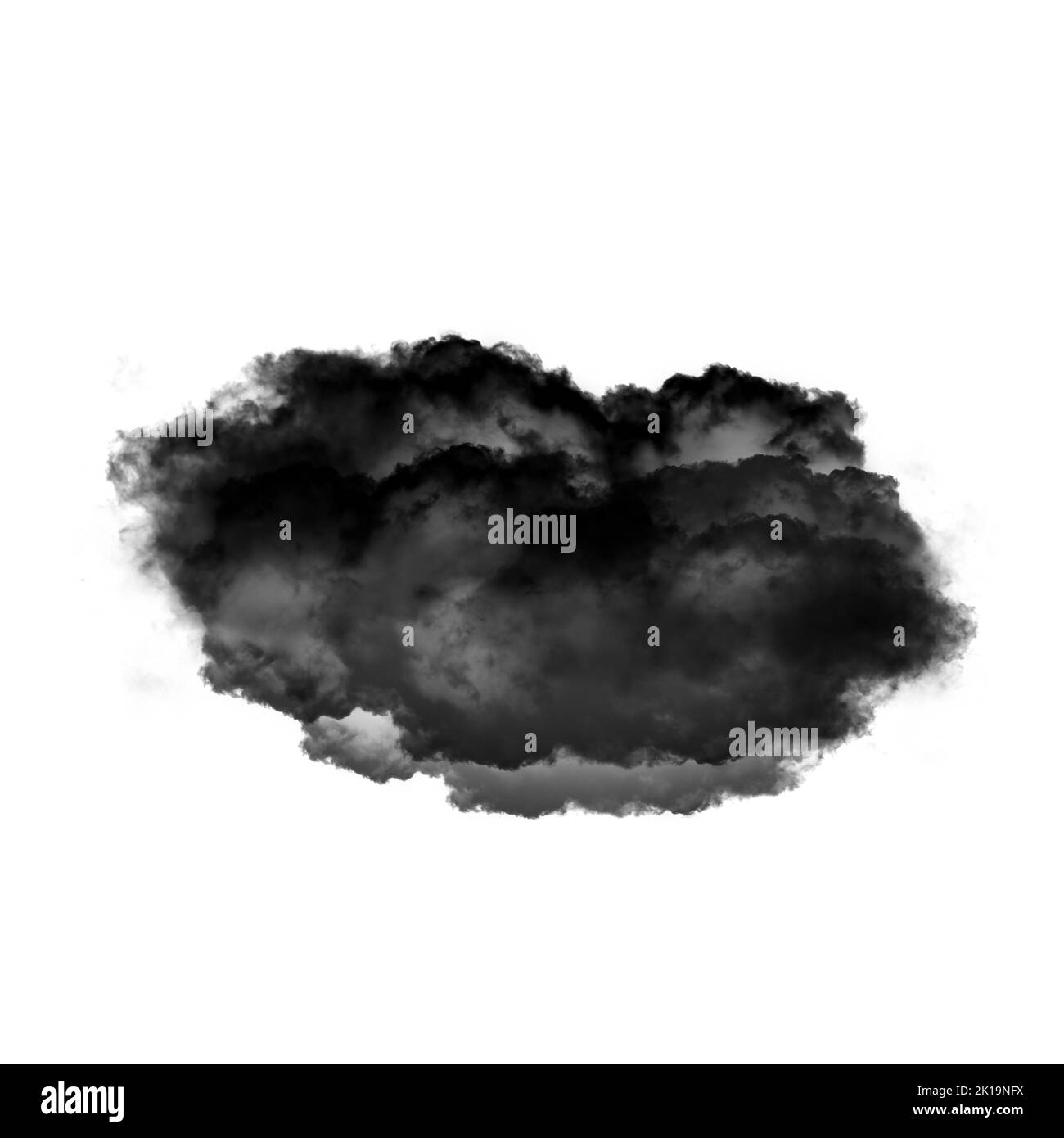 Nuage noir isolé sur fond blanc 3D illustration, forme de nuage de fumée naturelle Banque D'Images