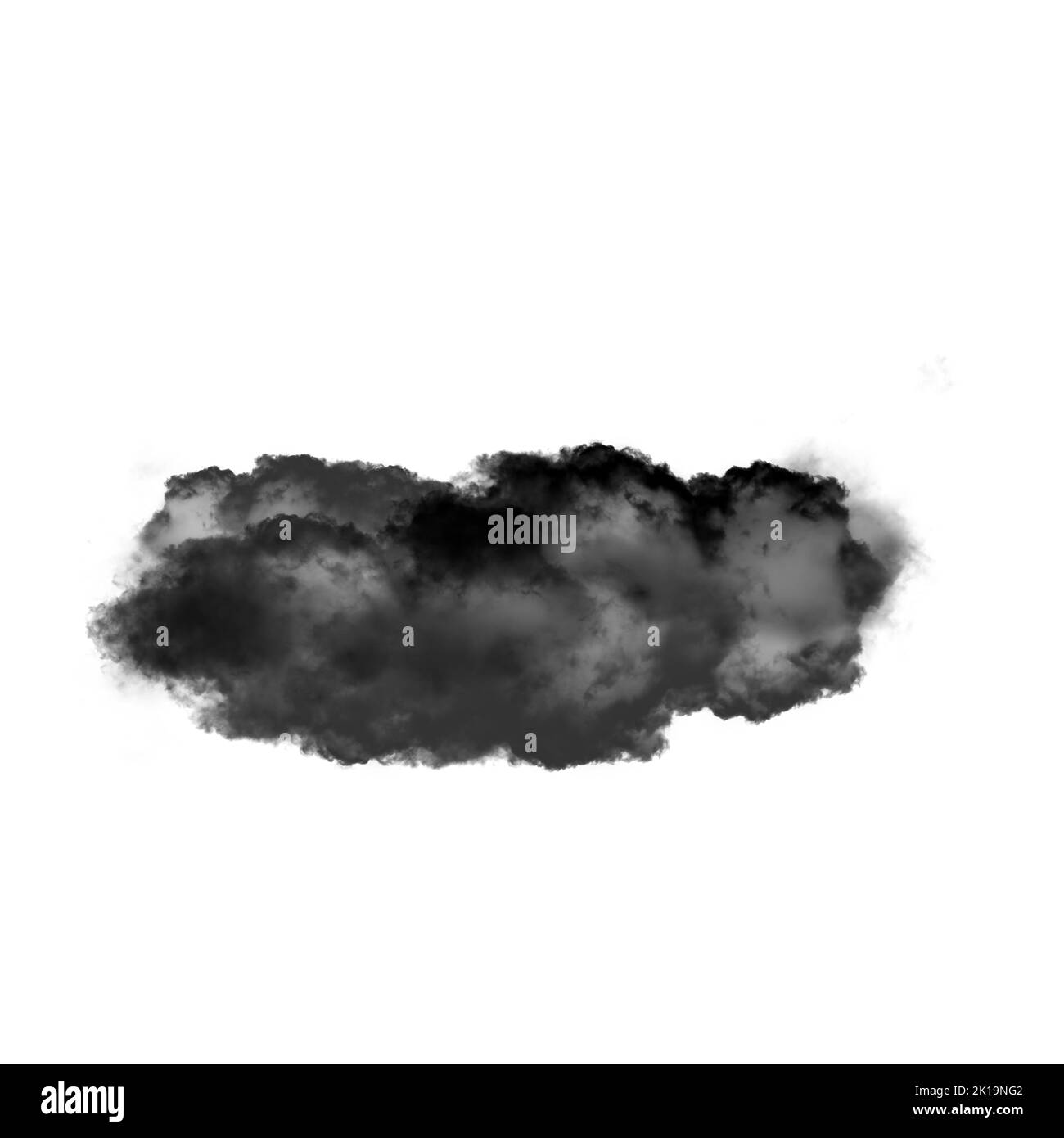 Nuage noir isolé sur fond blanc 3D illustration, forme de nuage de fumée naturelle Banque D'Images