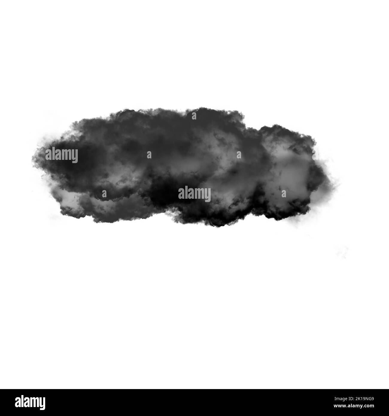 Nuage noir isolé sur fond blanc 3D illustration, forme de nuage de fumée naturelle Banque D'Images
