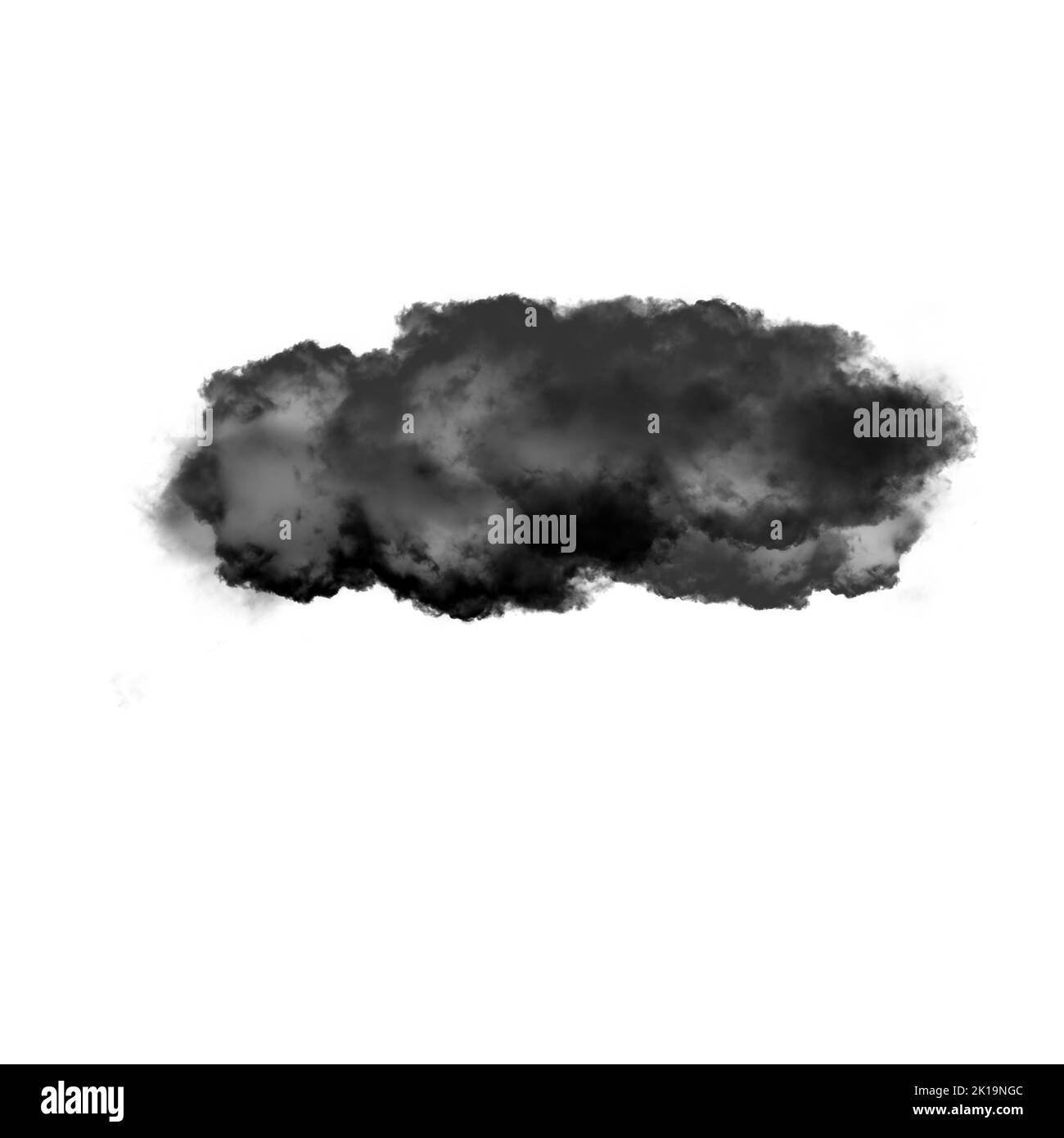 Nuage noir isolé sur fond blanc 3D illustration, forme de nuage de fumée naturelle Banque D'Images