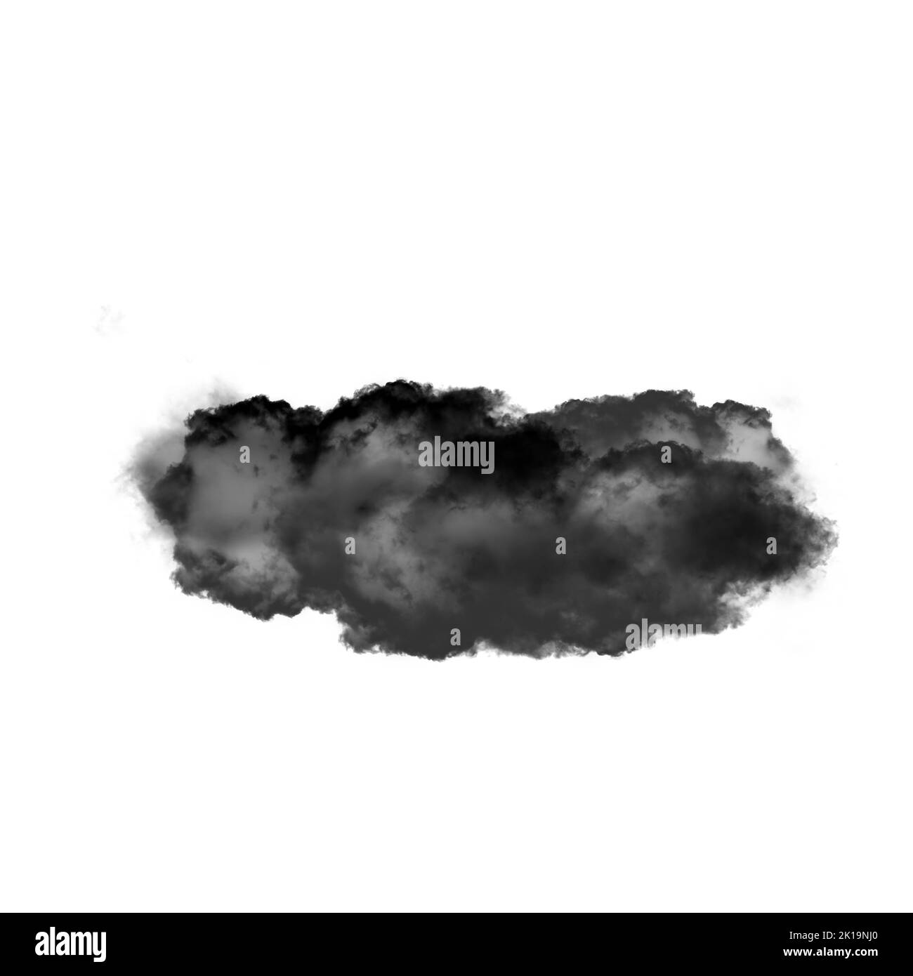 Nuage noir isolé sur fond blanc 3D illustration, forme de nuage de fumée naturelle Banque D'Images
