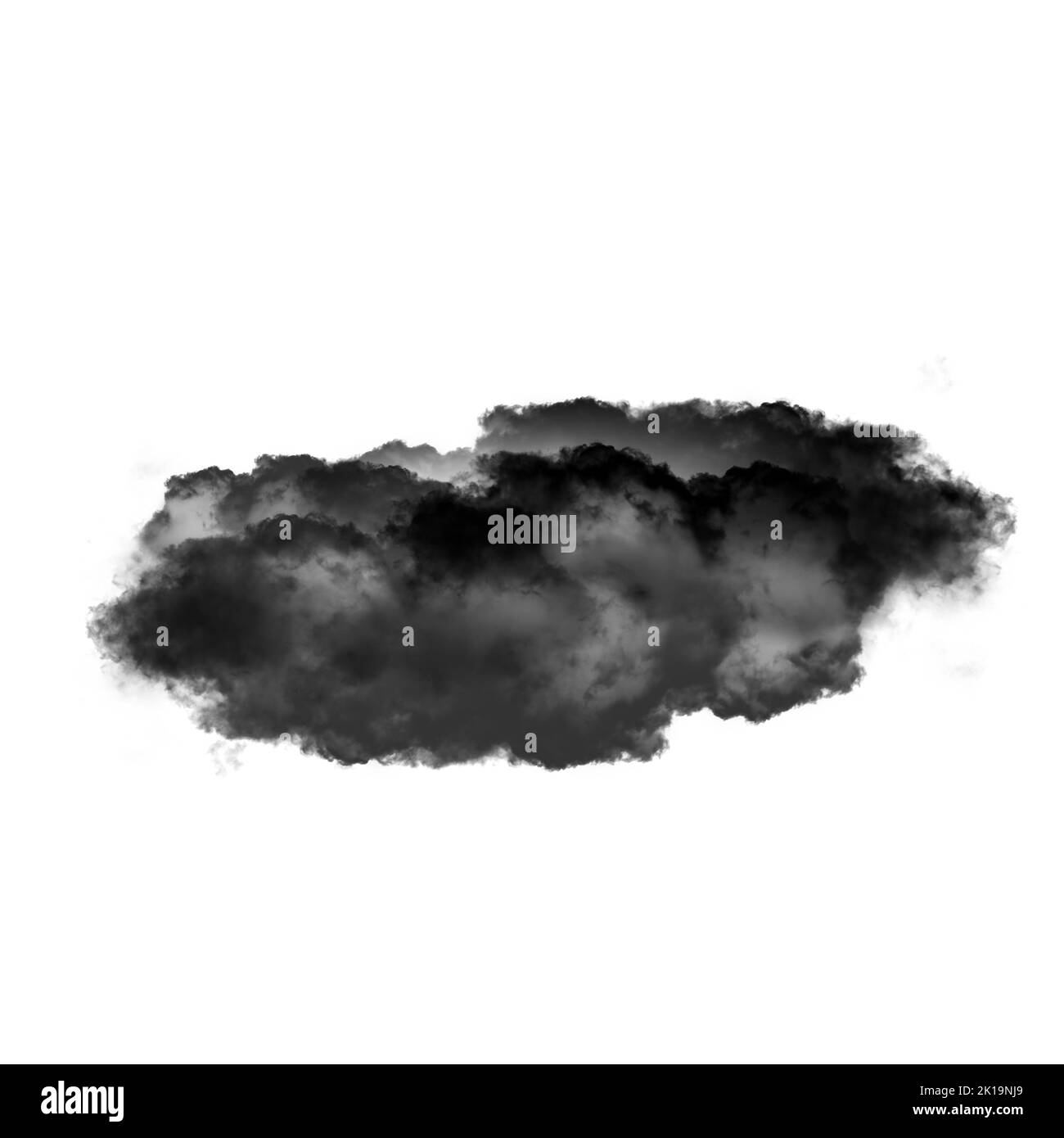 Nuage noir isolé sur fond blanc 3D illustration, forme de nuage de fumée naturelle Banque D'Images