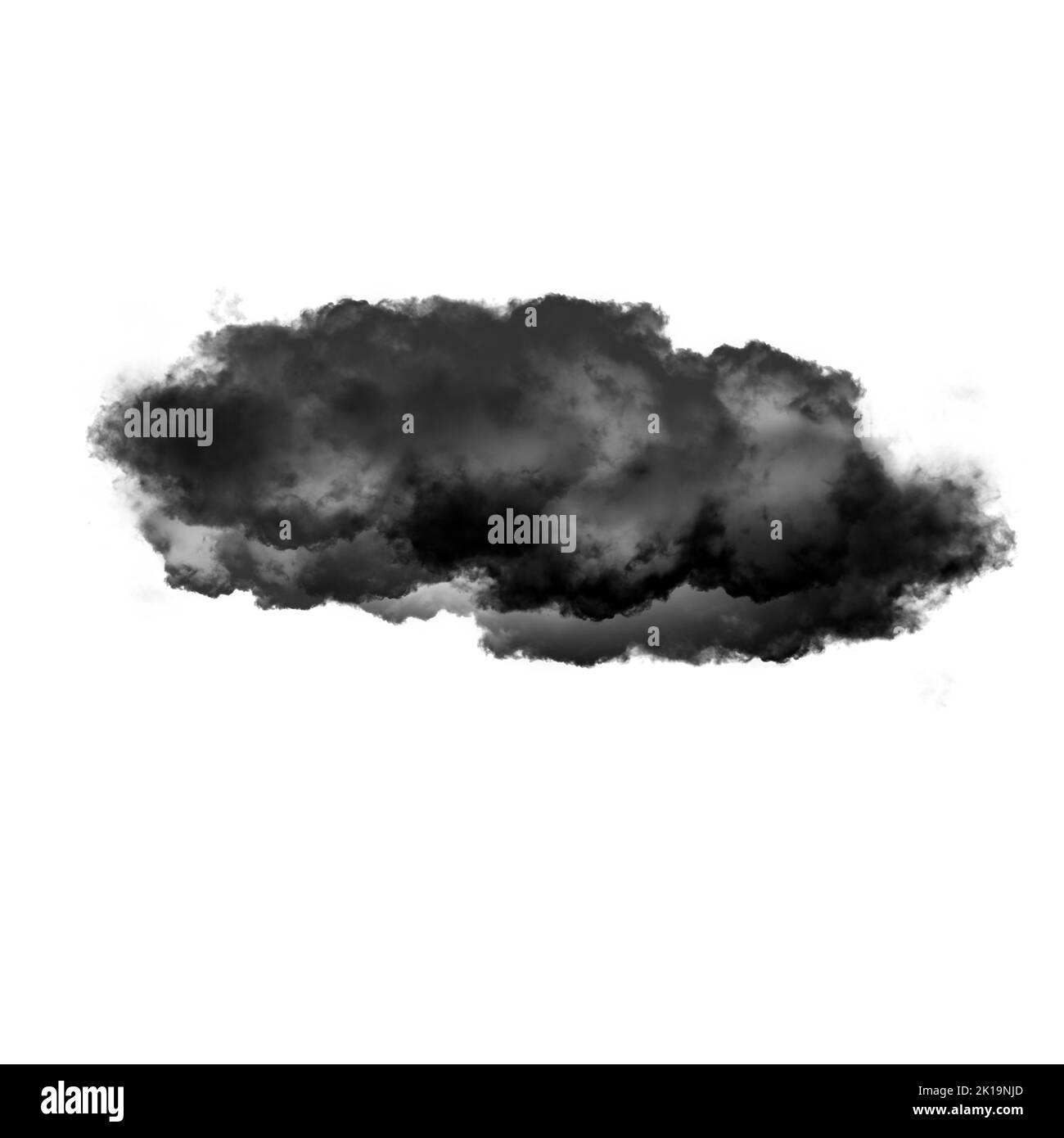 Nuage noir isolé sur fond blanc 3D illustration, forme de nuage de fumée naturelle Banque D'Images