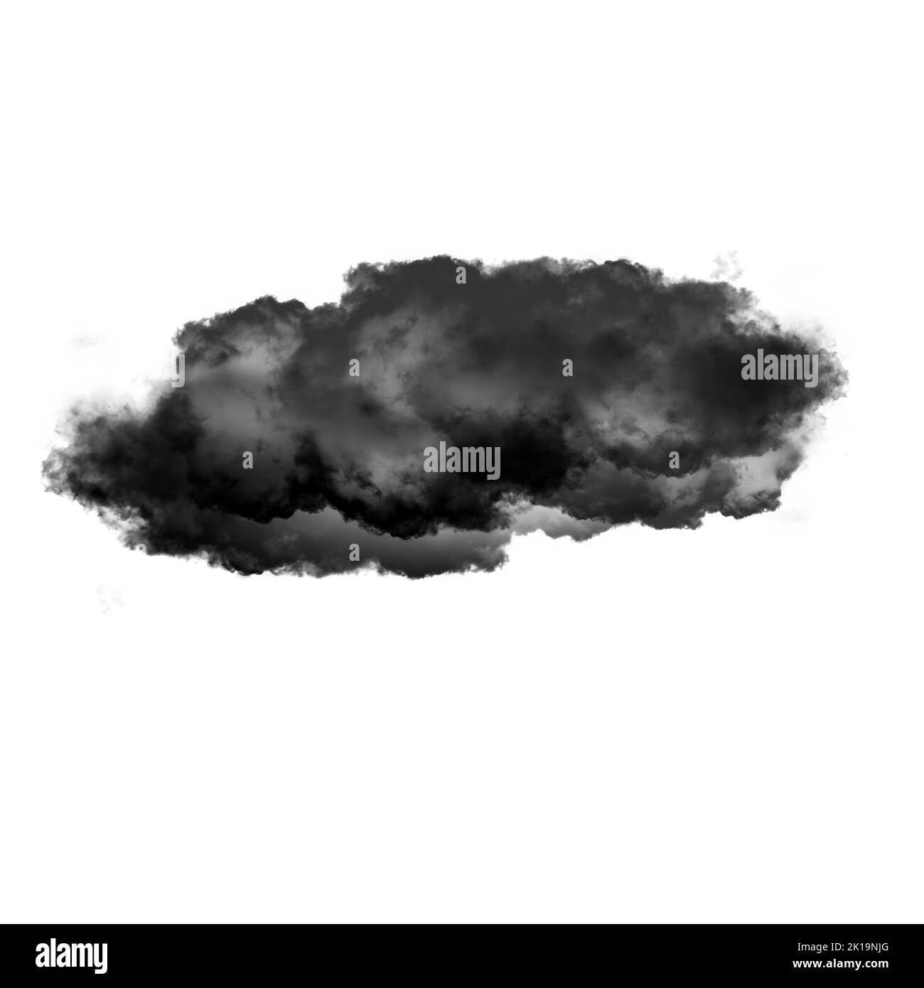 Nuage noir isolé sur fond blanc 3D illustration, forme de nuage de fumée naturelle Banque D'Images
