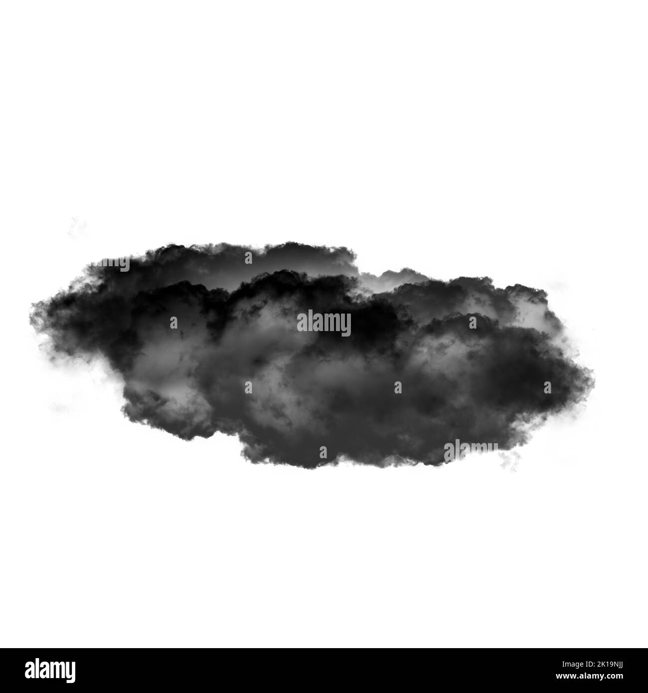 Nuage noir isolé sur fond blanc 3D illustration, forme de nuage de fumée naturelle Banque D'Images
