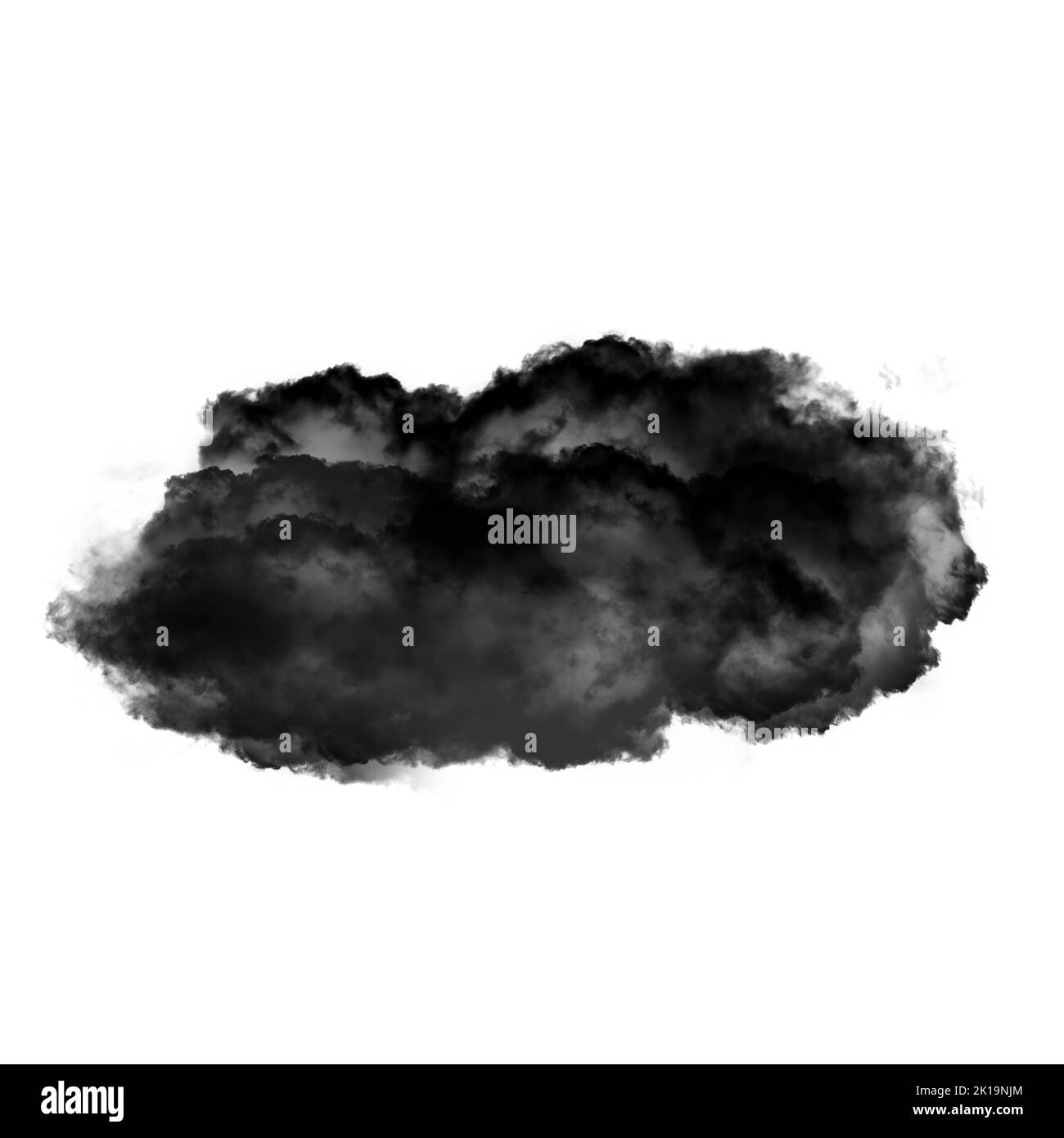 Nuage noir isolé sur fond blanc 3D illustration, forme de nuage de fumée naturelle Banque D'Images