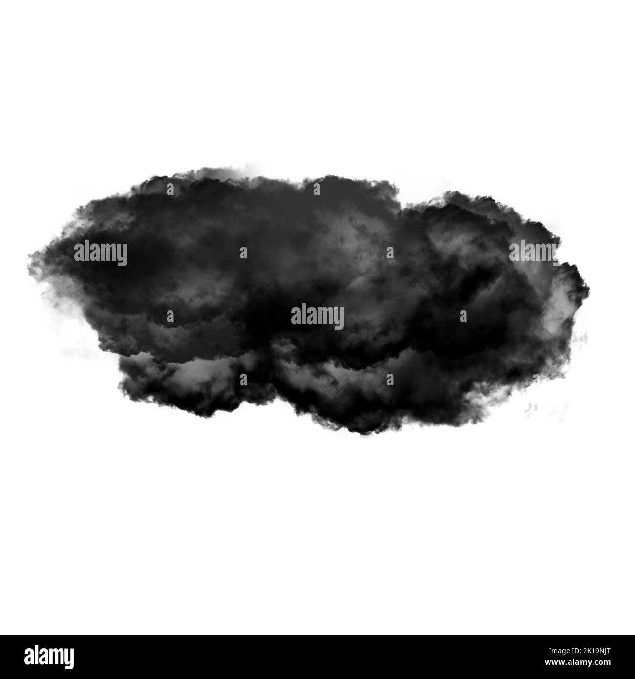 Nuage noir isolé sur fond blanc 3D illustration, forme de nuage de fumée naturelle Banque D'Images