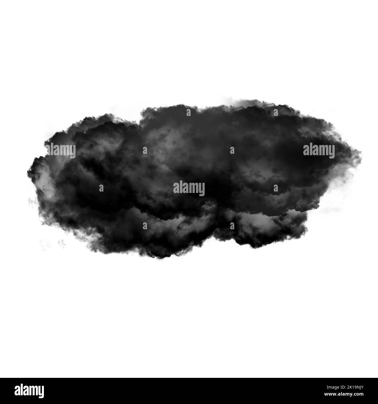 Nuage noir isolé sur fond blanc 3D illustration, forme de nuage de fumée naturelle Banque D'Images
