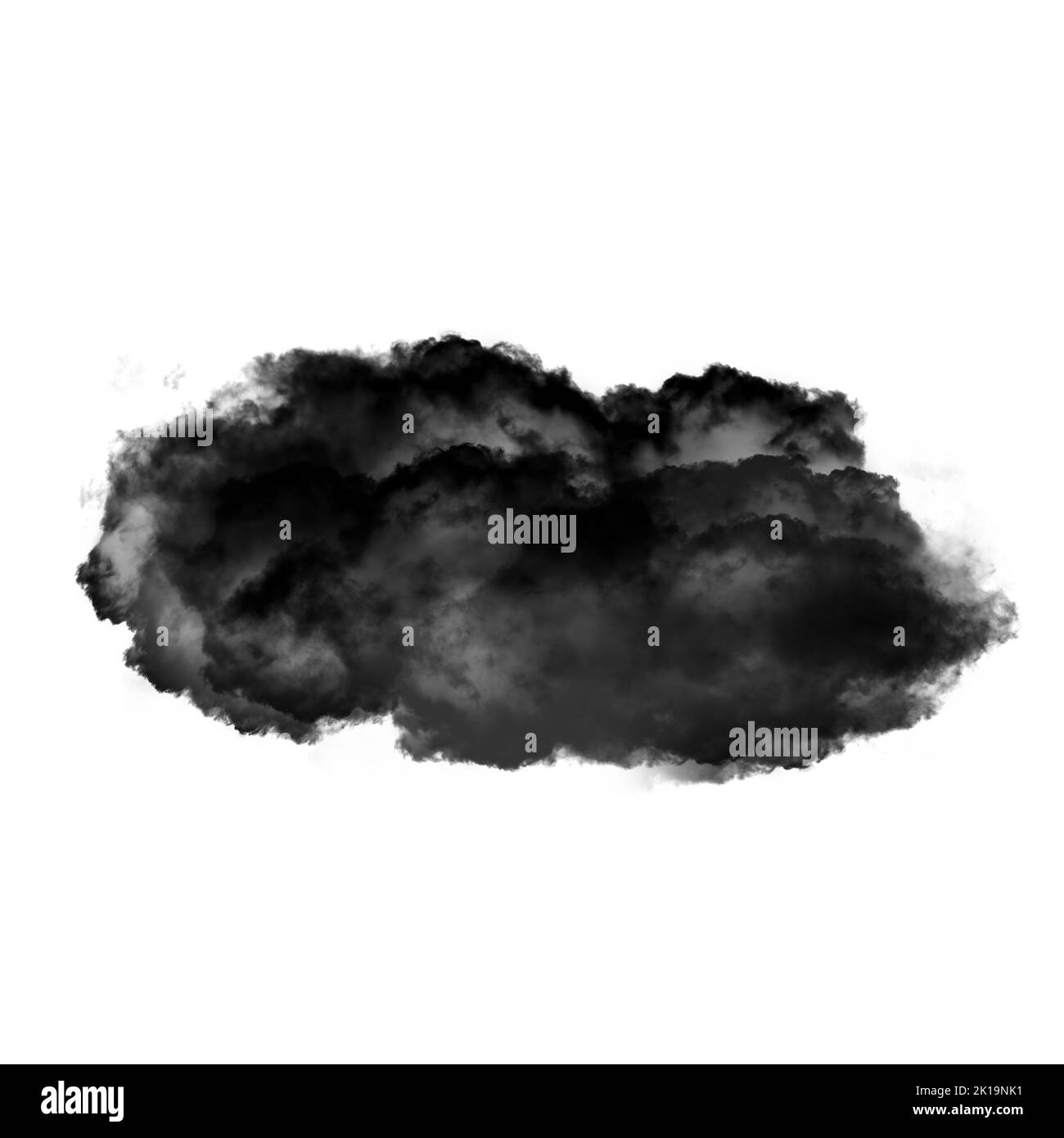 Nuage noir isolé sur fond blanc 3D illustration, forme de nuage de fumée naturelle Banque D'Images