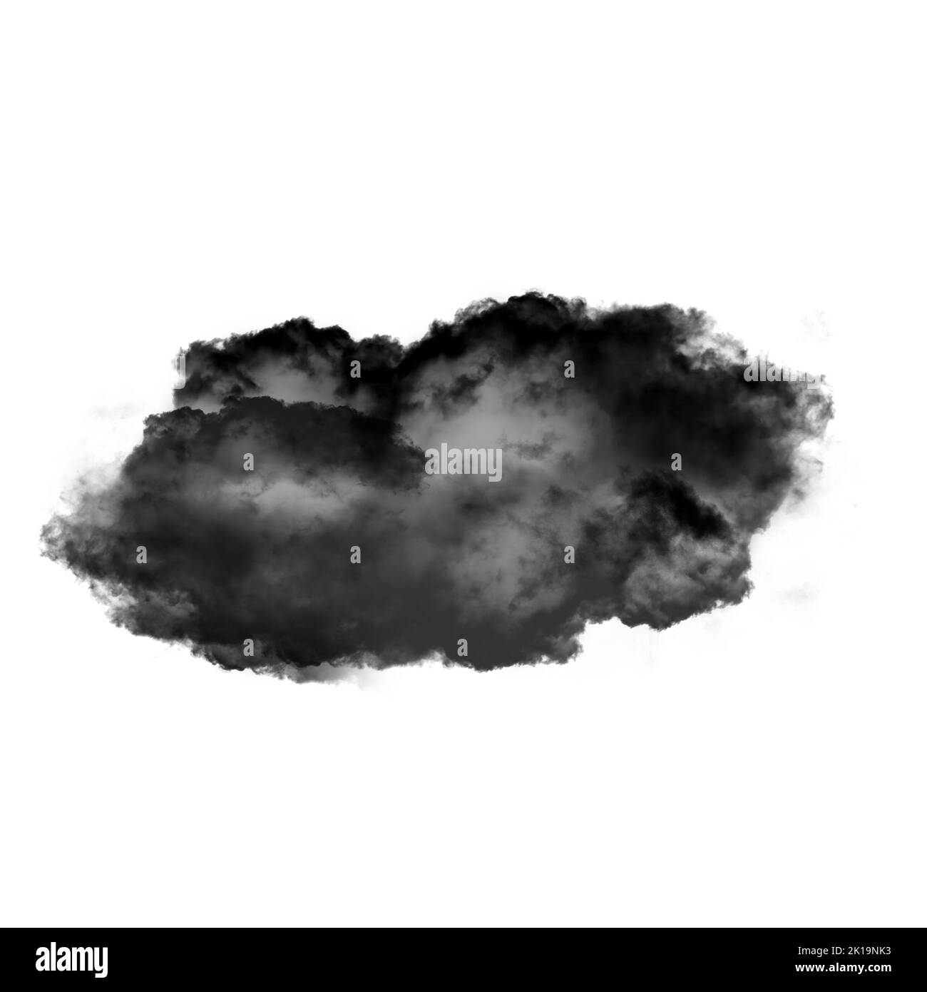 Nuage noir isolé sur fond blanc 3D illustration, forme de nuage de fumée naturelle Banque D'Images