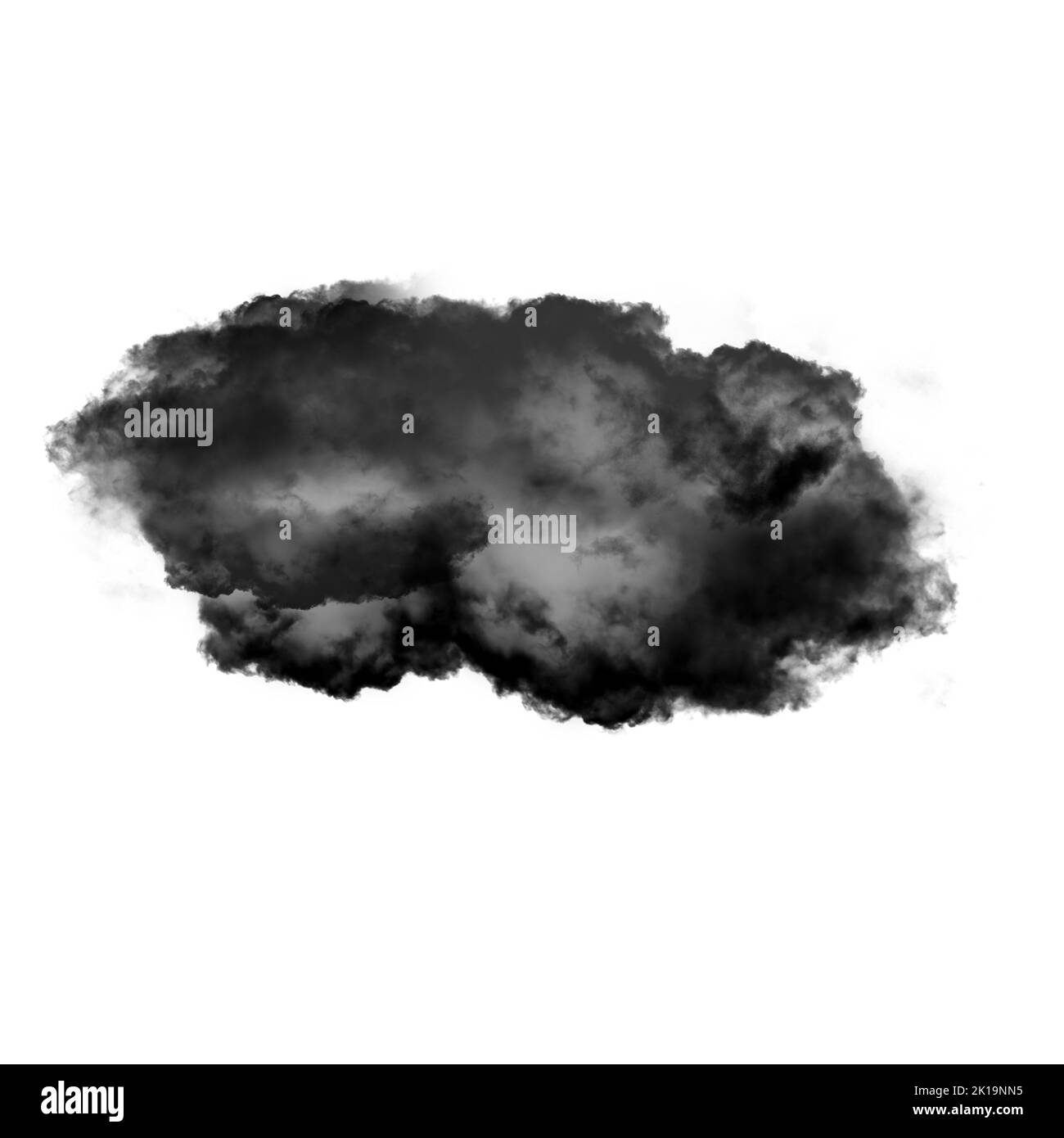 Nuage noir isolé sur fond blanc 3D illustration, forme de nuage de fumée naturelle Banque D'Images