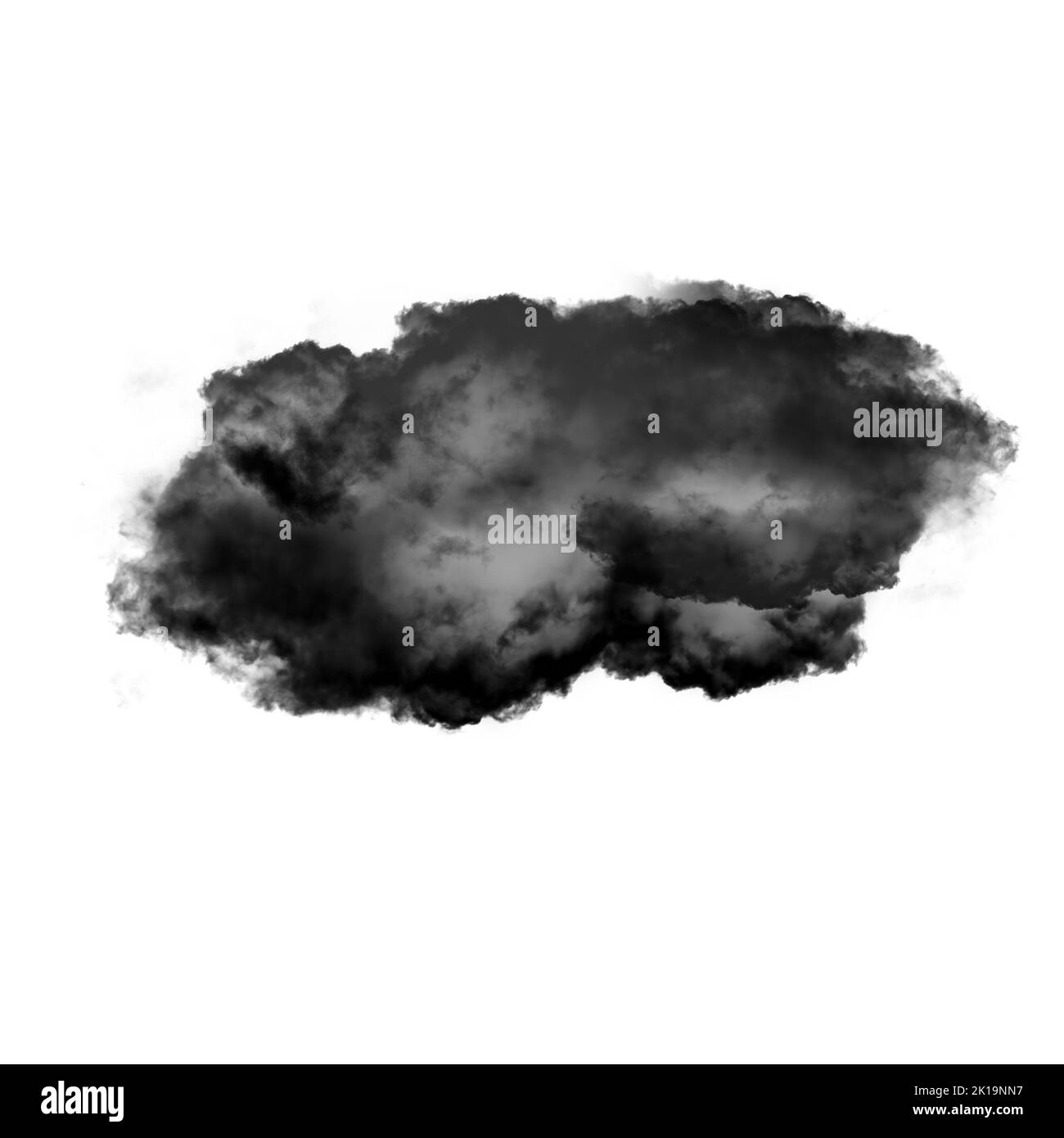 Nuage noir isolé sur fond blanc 3D illustration, forme de nuage de fumée naturelle Banque D'Images