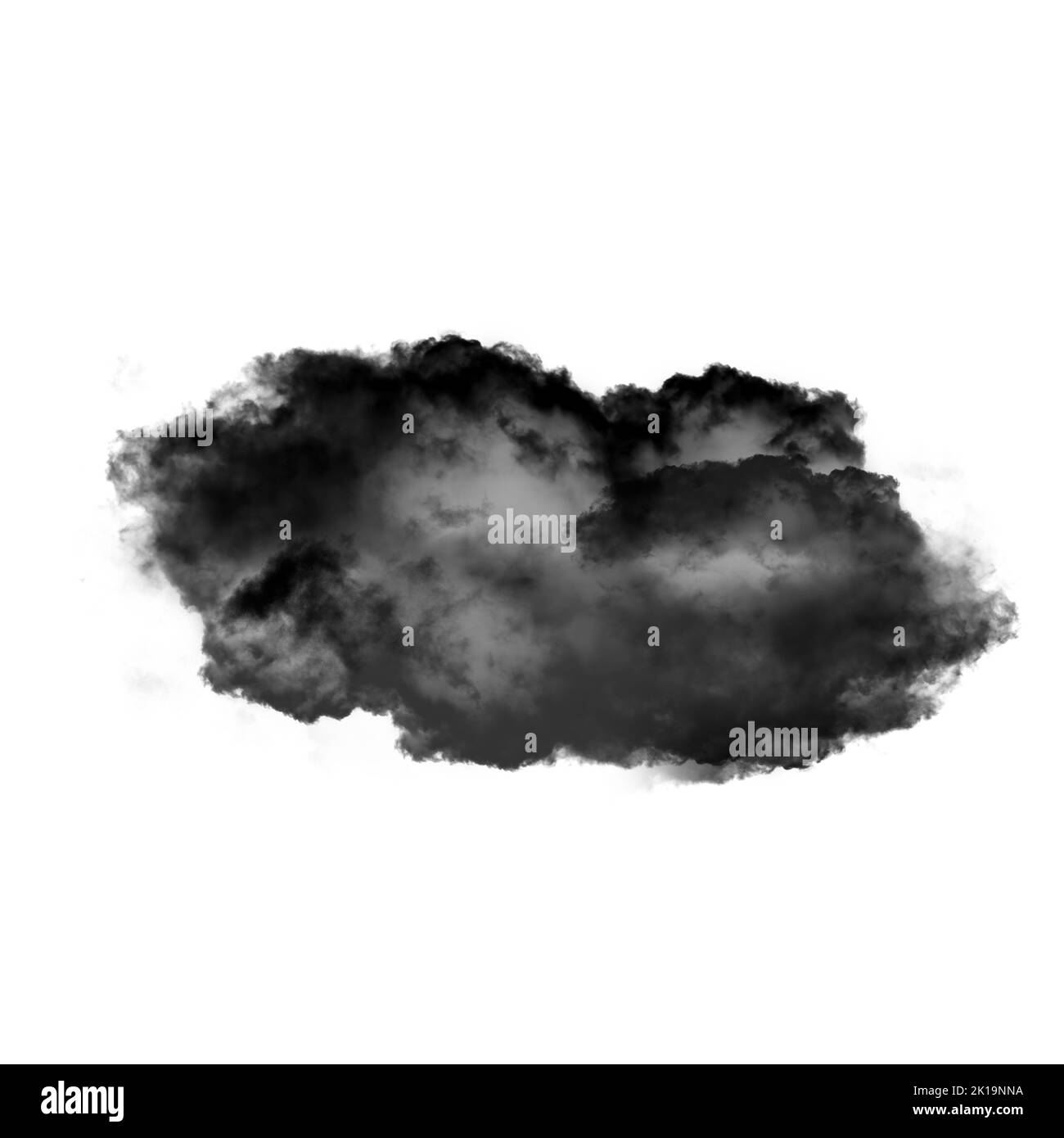 Nuage noir isolé sur fond blanc 3D illustration, forme de nuage de fumée naturelle Banque D'Images