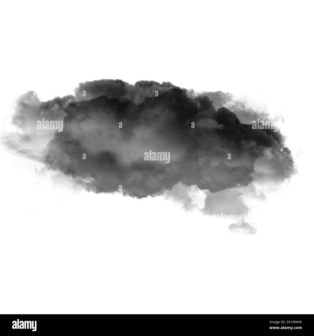 Nuage noir isolé sur fond blanc 3D illustration, forme de nuage de fumée naturelle Banque D'Images