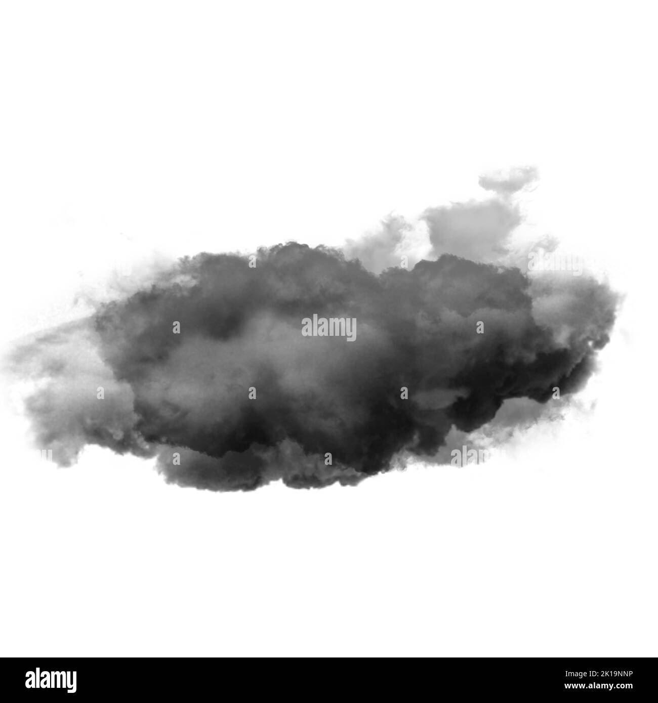 Nuage noir isolé sur fond blanc 3D illustration, forme de nuage de fumée naturelle Banque D'Images