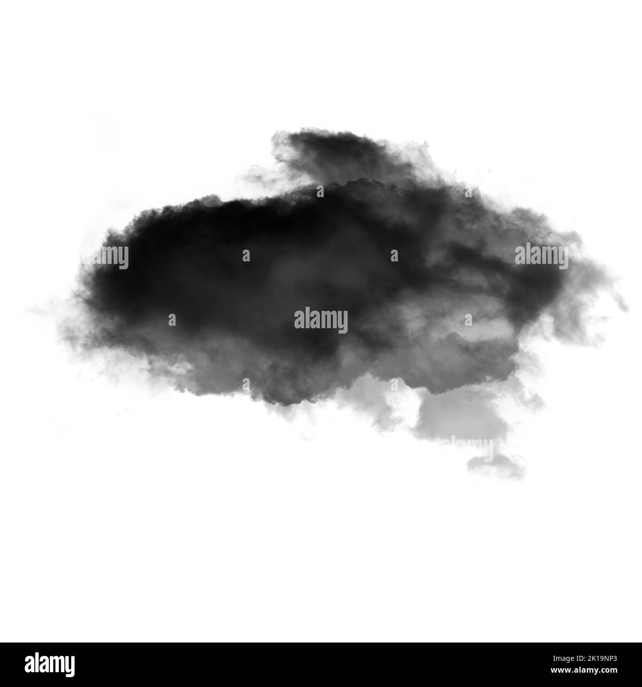 Nuage noir isolé sur fond blanc 3D illustration, forme de nuage de fumée naturelle Banque D'Images