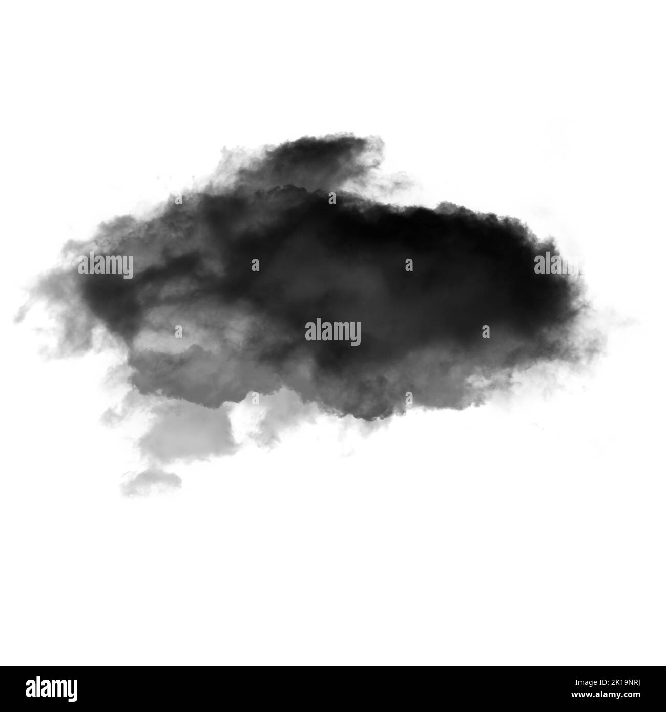 Nuage noir isolé sur fond blanc 3D illustration, forme de nuage de fumée naturelle Banque D'Images