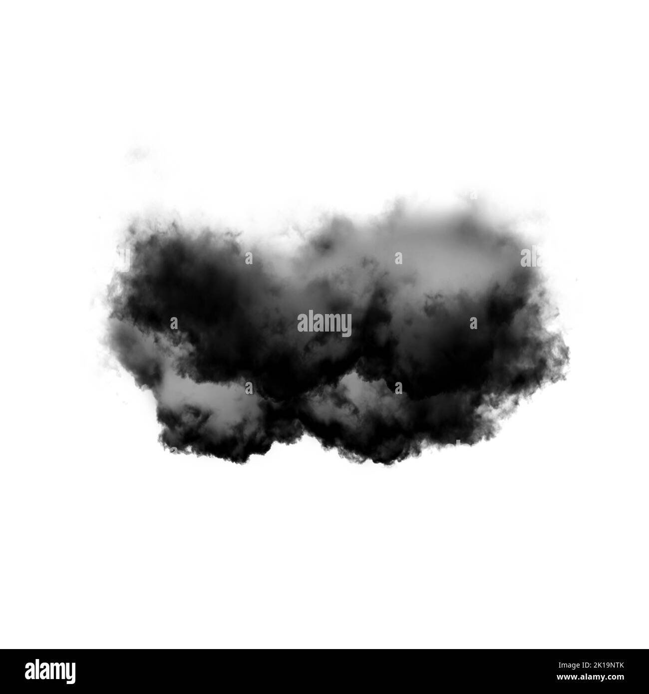Nuage noir isolé sur fond blanc 3D illustration, forme de nuage de fumée naturelle Banque D'Images