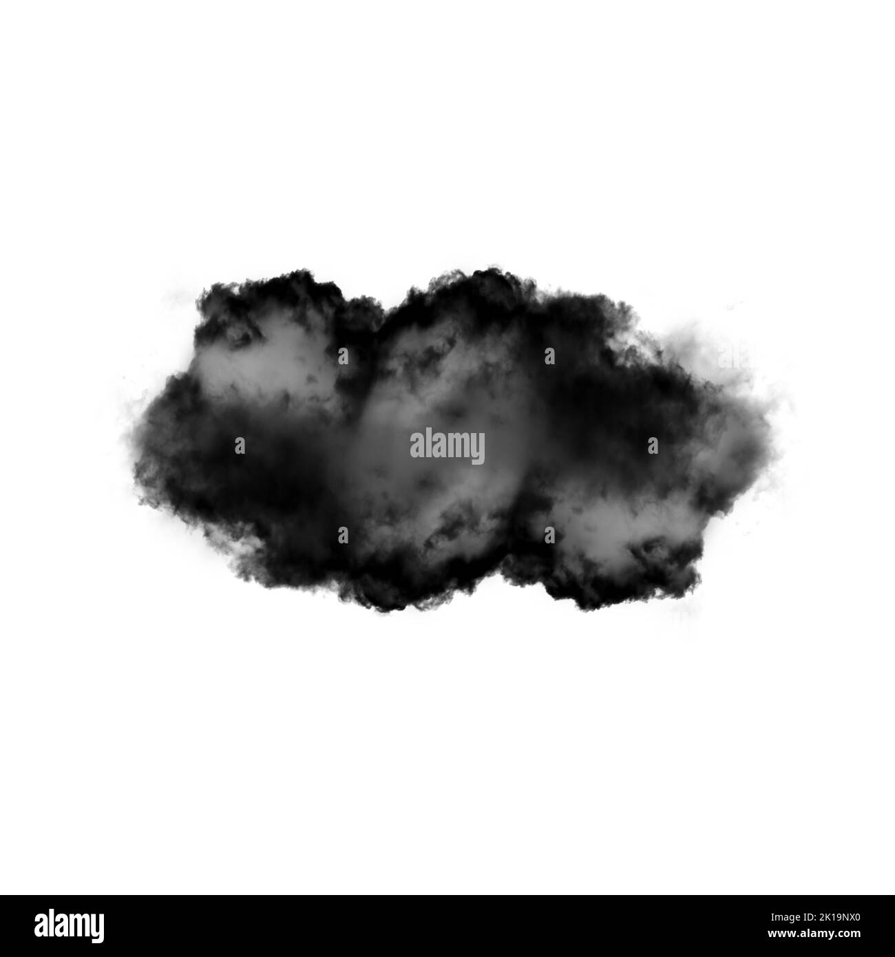 Nuage noir isolé sur fond blanc 3D illustration, forme de nuage de fumée naturelle Banque D'Images