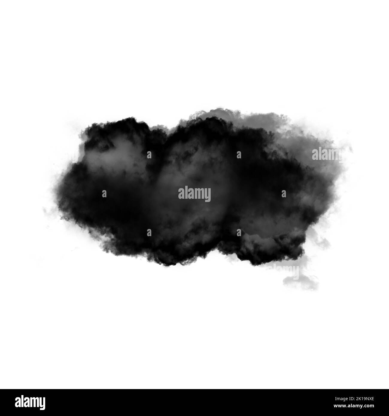 Nuage noir isolé sur fond blanc 3D illustration, forme de nuage de fumée naturelle Banque D'Images
