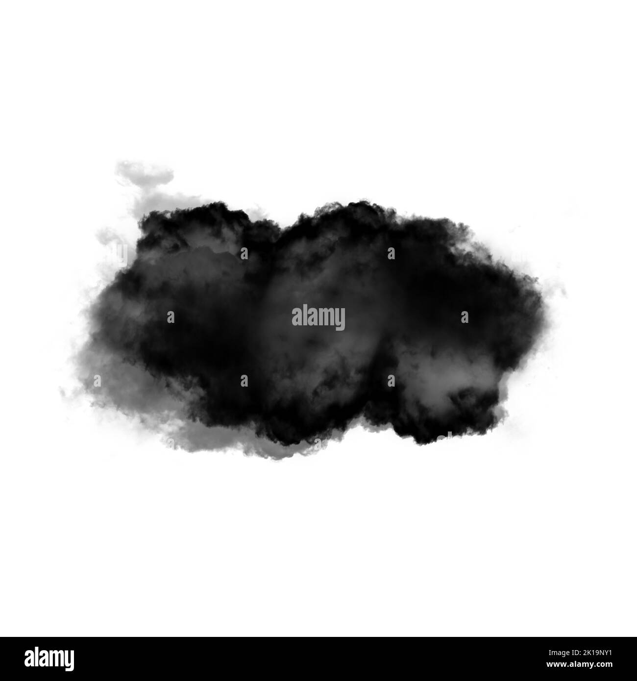Nuage noir isolé sur fond blanc 3D illustration, forme de nuage de fumée naturelle Banque D'Images