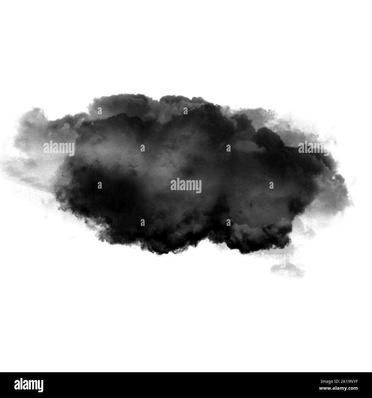 Nuage noir isolé sur fond blanc 3D illustration, forme de nuage de fumée naturelle Banque D'Images