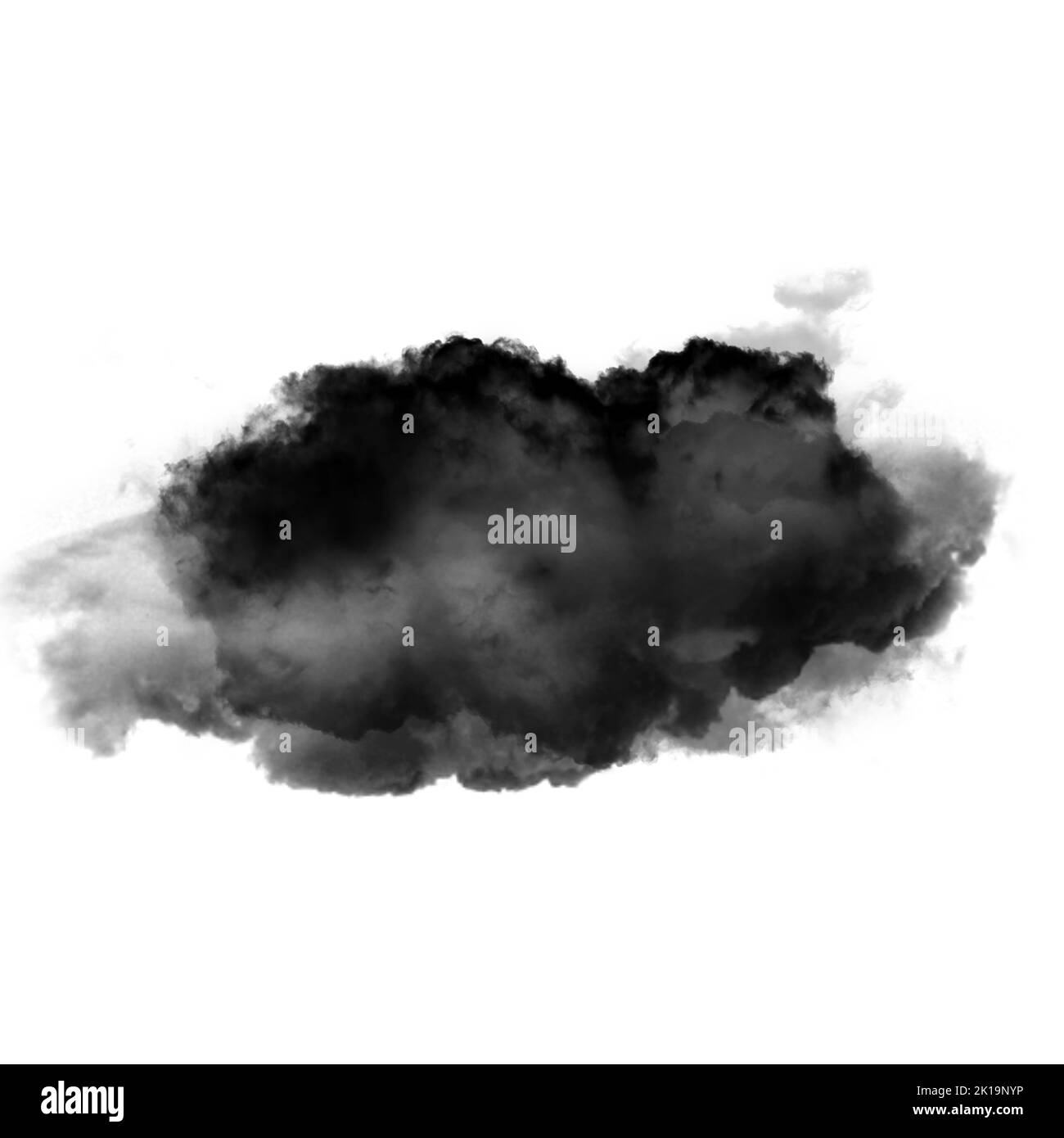 Nuage noir isolé sur fond blanc 3D illustration, forme de nuage de fumée naturelle Banque D'Images