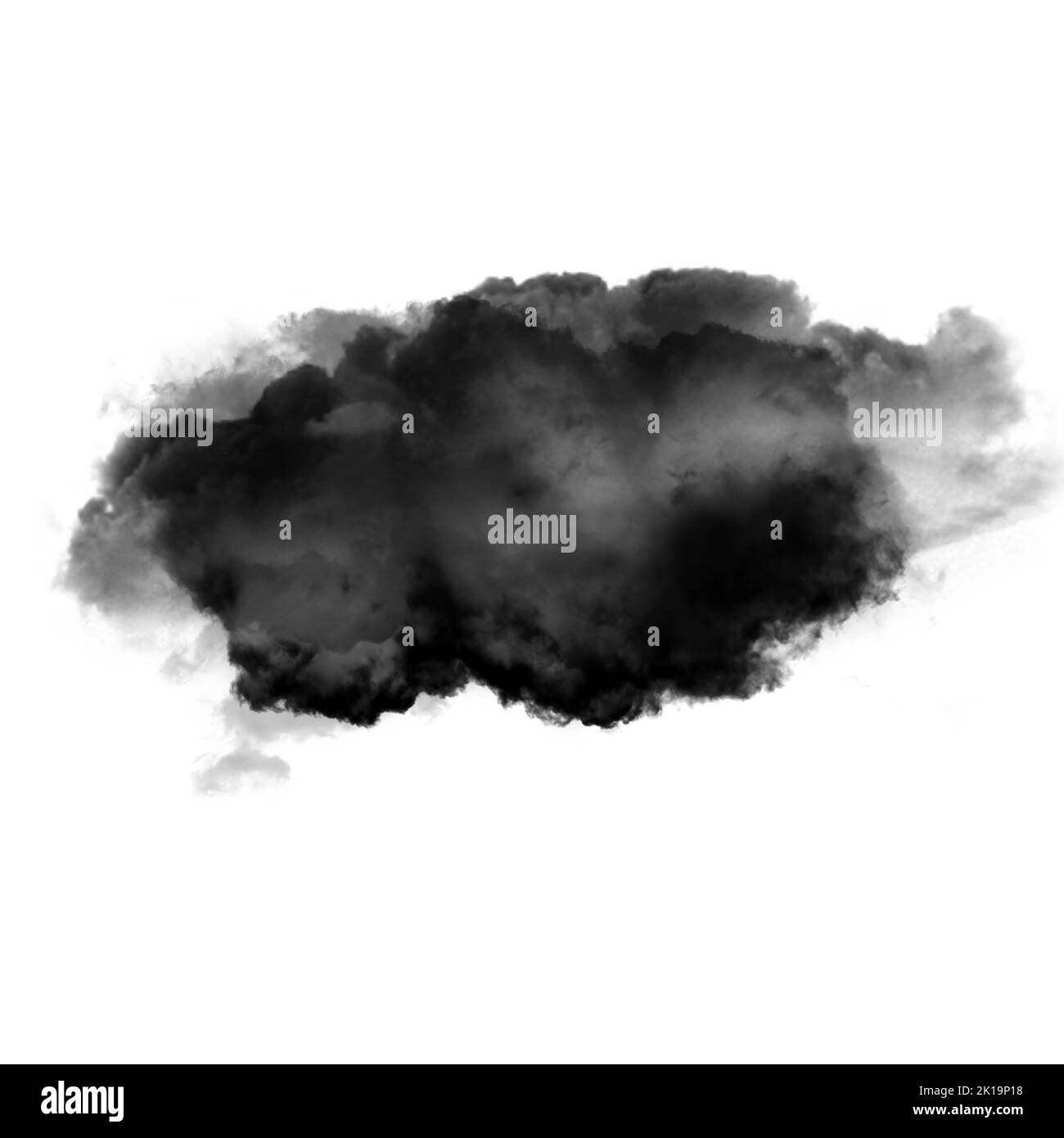 Nuage noir isolé sur fond blanc 3D illustration, forme de nuage de fumée naturelle Banque D'Images