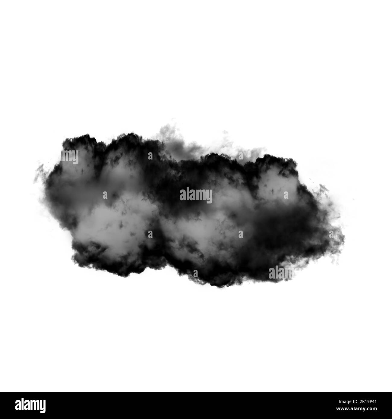 Nuage noir isolé sur fond blanc 3D illustration, forme de nuage de fumée naturelle Banque D'Images