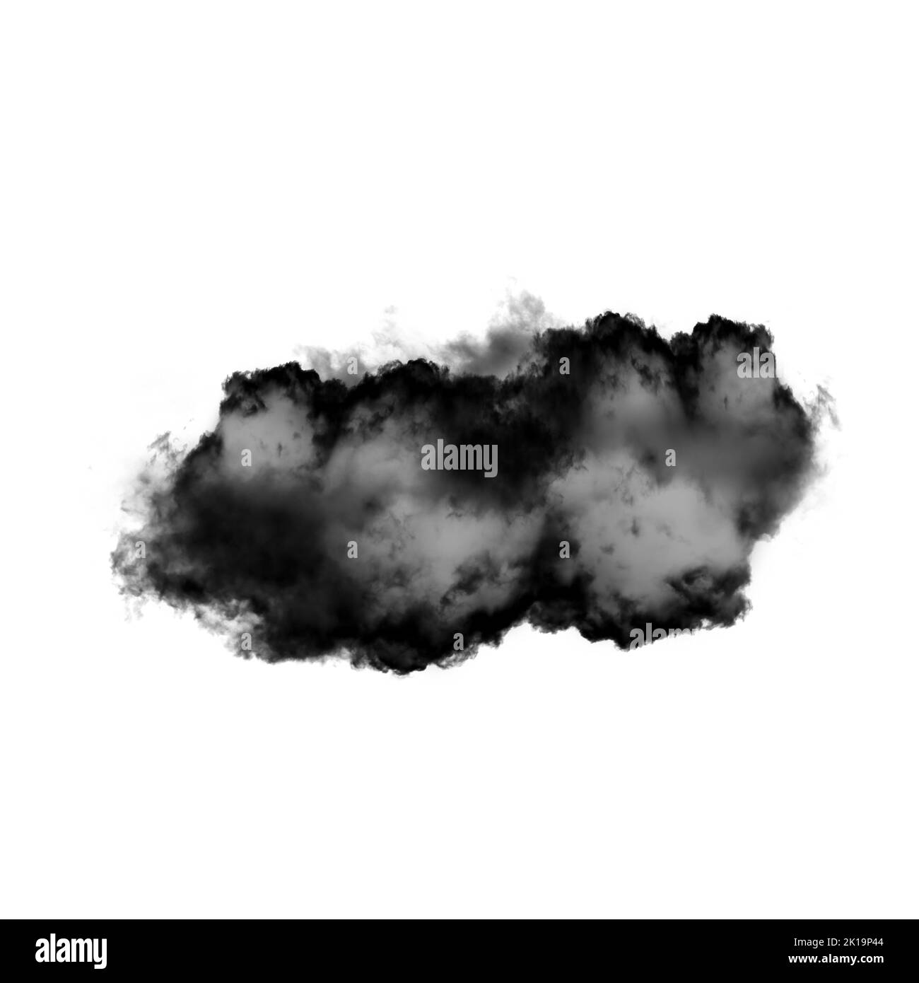 Nuage noir isolé sur fond blanc 3D illustration, forme de nuage de fumée naturelle Banque D'Images