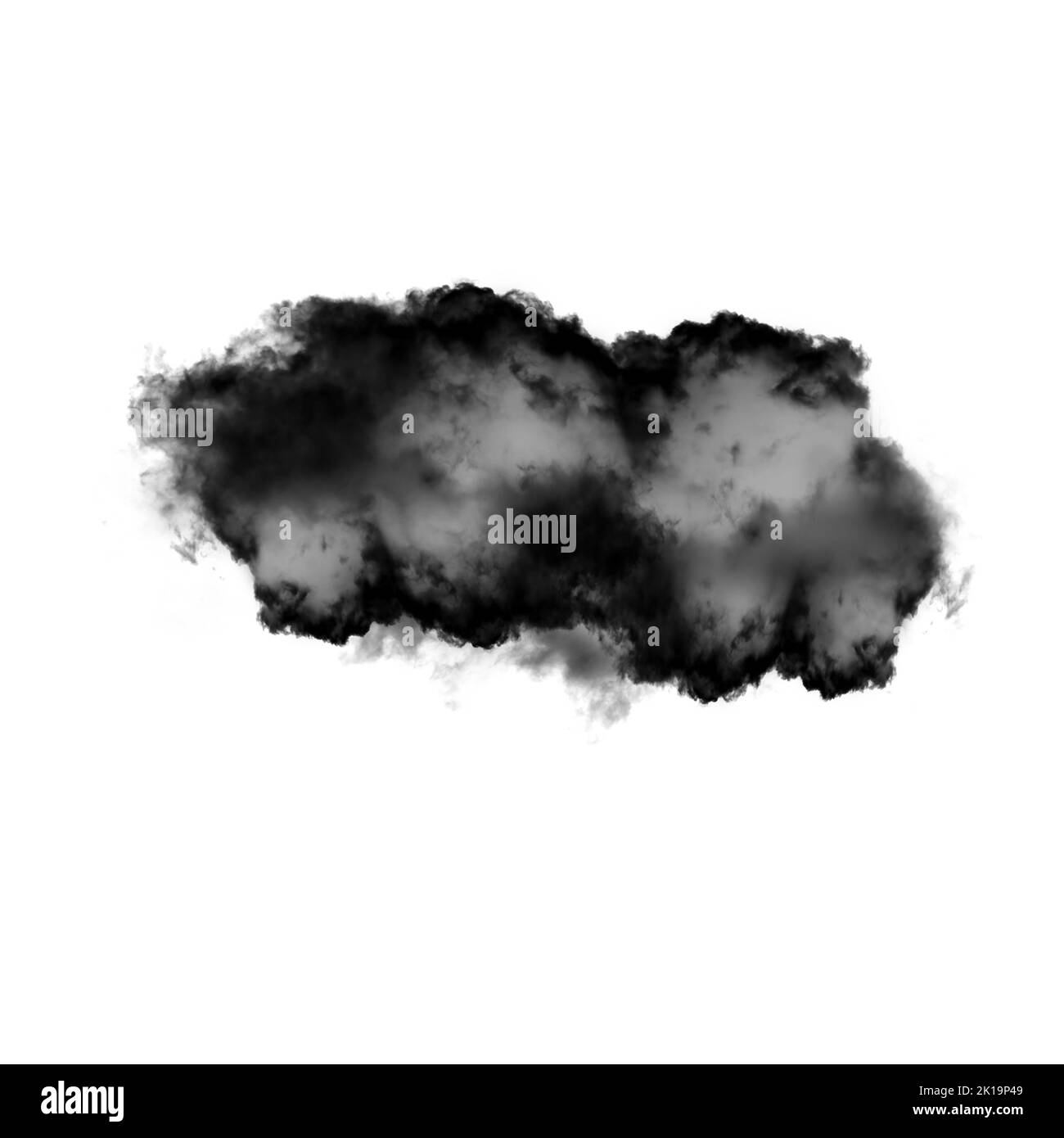 Nuage noir isolé sur fond blanc 3D illustration, forme de nuage de fumée naturelle Banque D'Images
