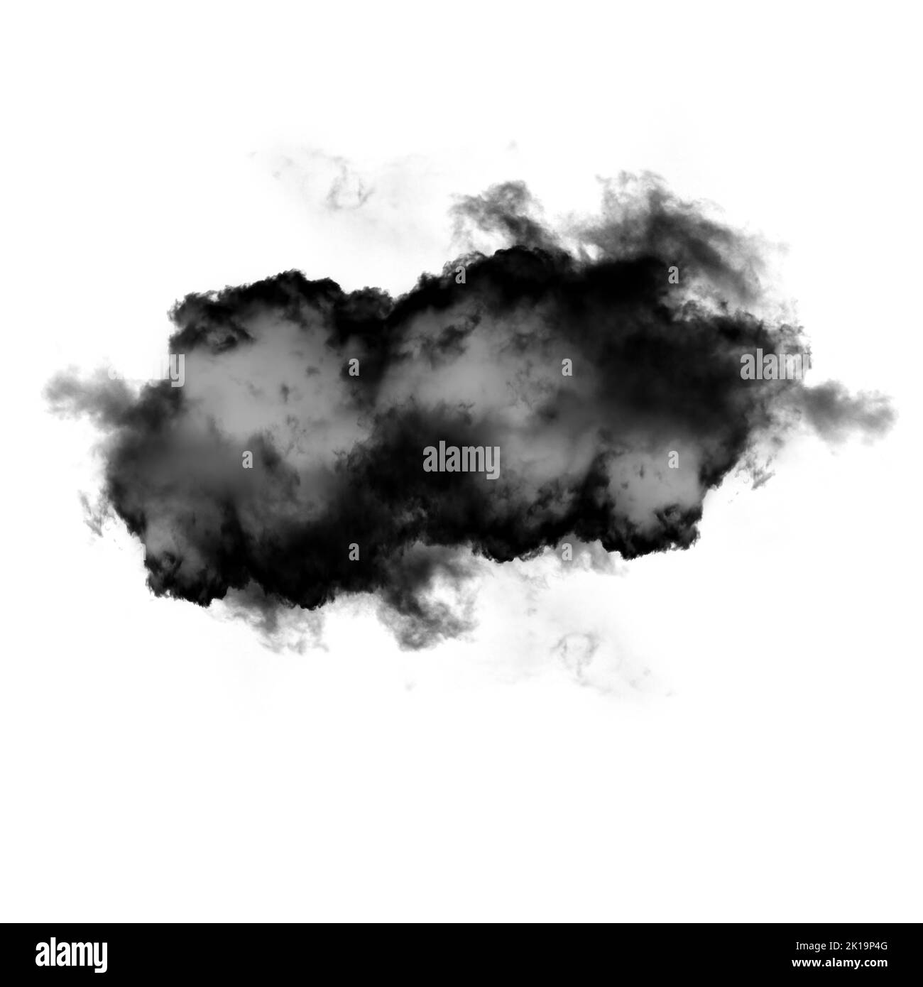 Nuage noir isolé sur fond blanc 3D illustration, forme de nuage de fumée naturelle Banque D'Images