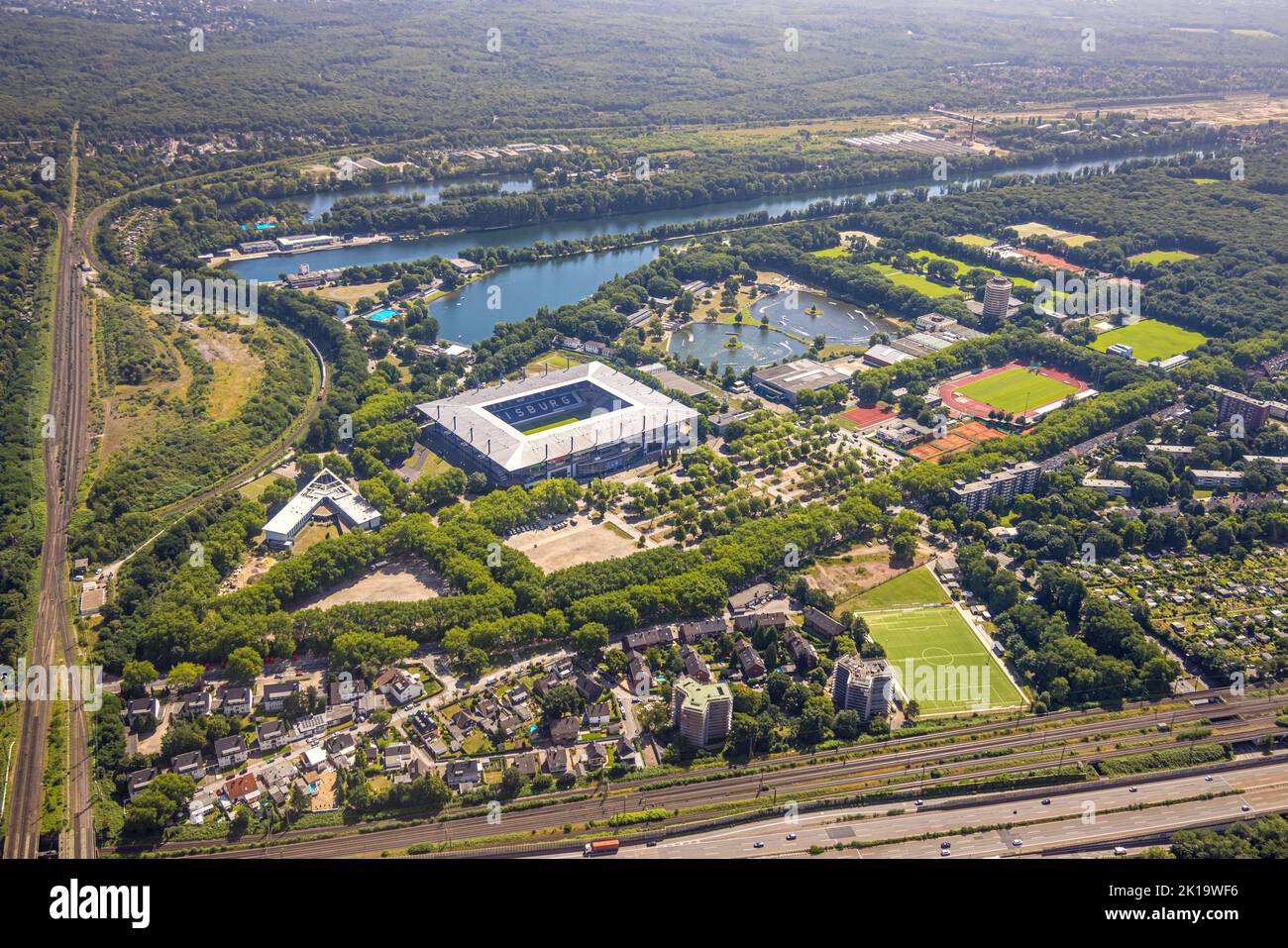 Vue aérienne, MSV Arena, SchauinslandReisenArena, stade de football