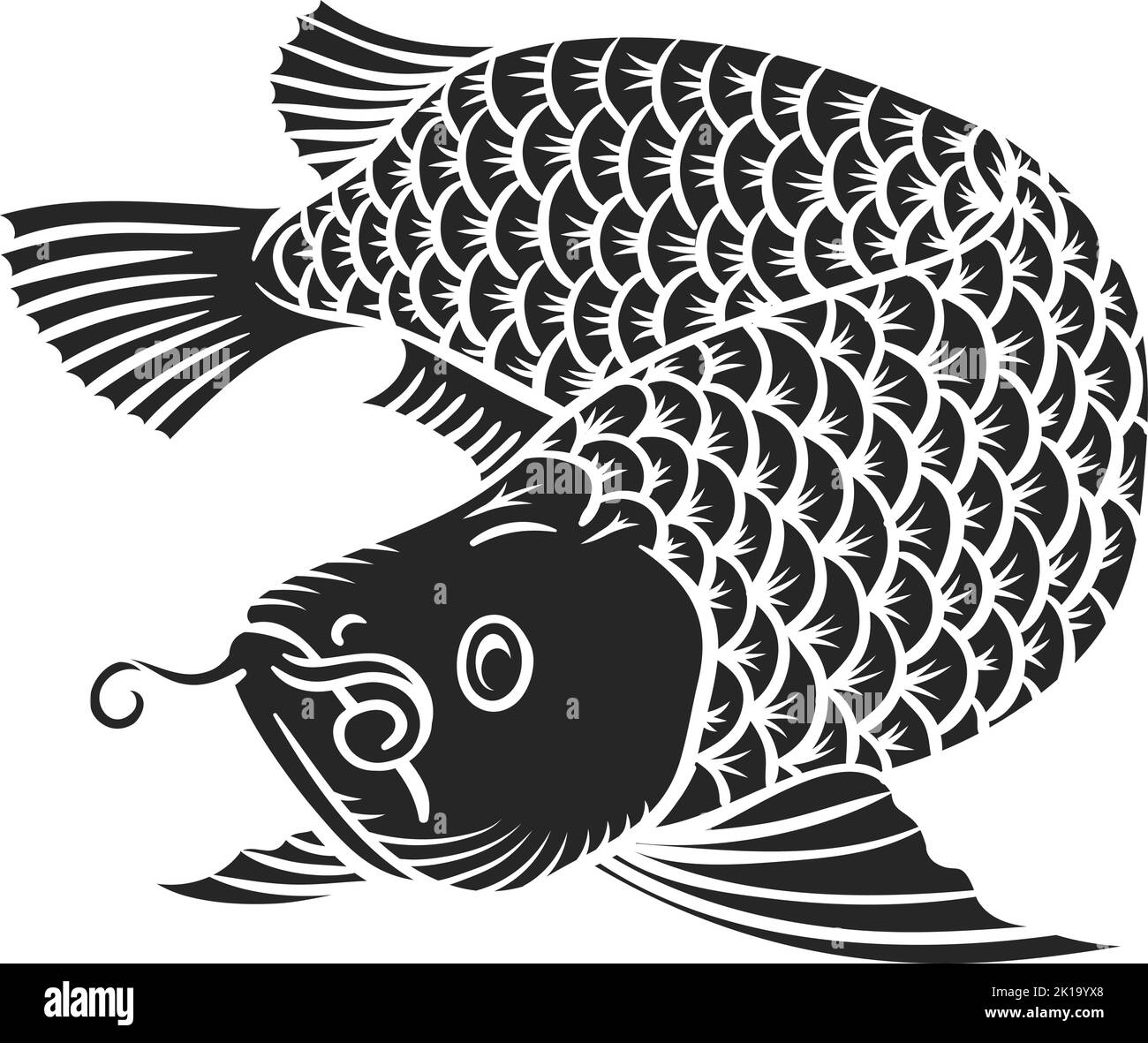 Illustration vectorielle de poisson à l'arowana dessinée à la main Illustration de Vecteur