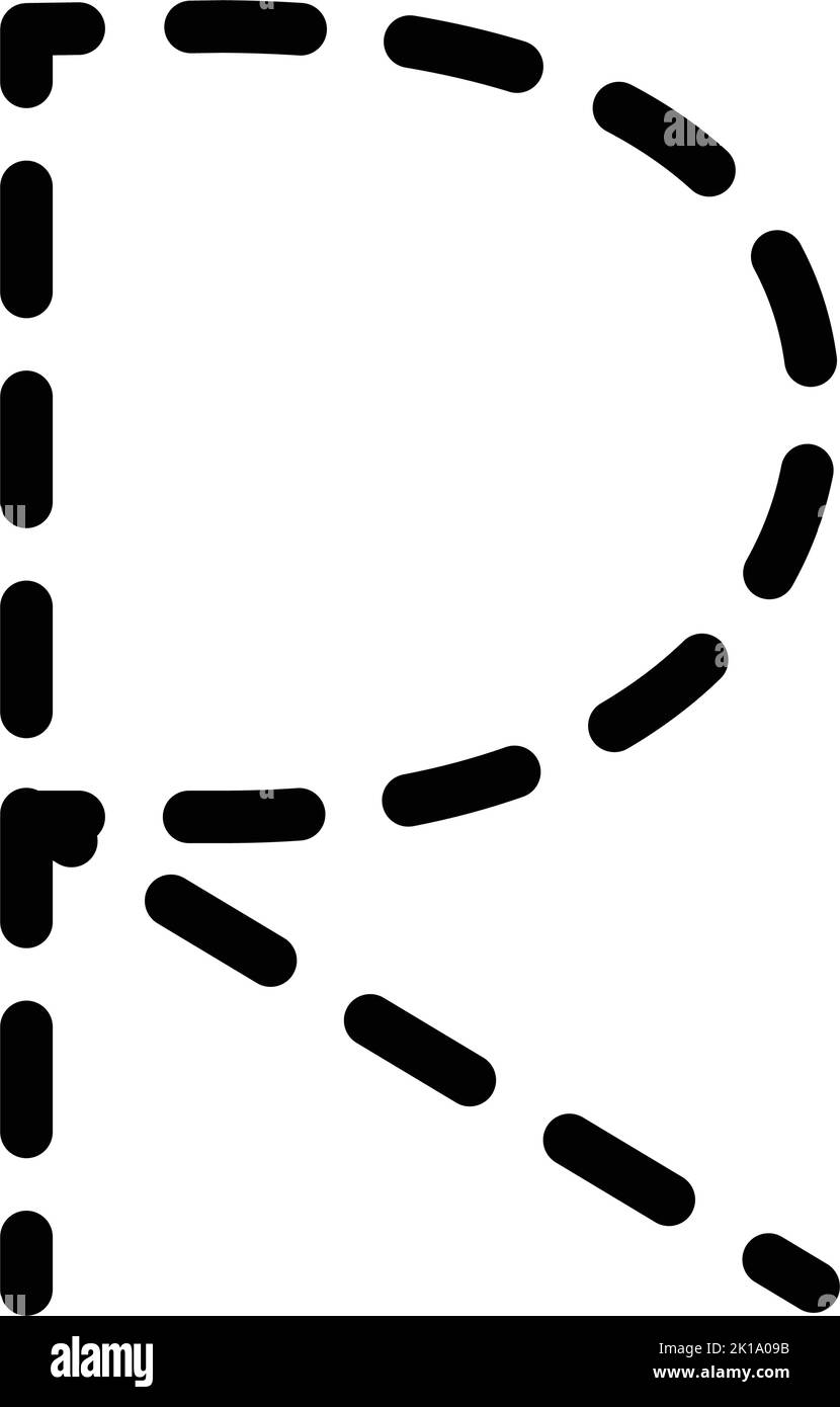 Traçage lettre alphabétique R préécriture élément ligne pointillée pour ...