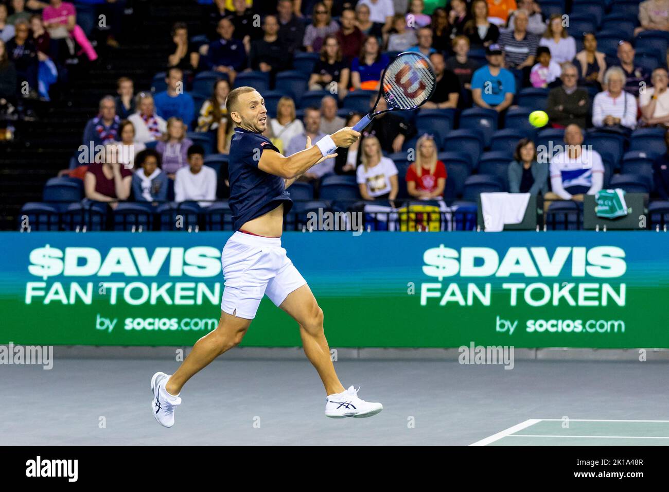 Glasgow, Royaume-Uni. 16th septembre 2022. GLASGOW, ÉCOSSE - SEPTEMBRE 16: Daniel Evans de Grande-Bretagne pendant la coupe Davis par Rakuten Group Stage 2022 Glasgow match entre la Grande-Bretagne et les pays-Bas à Emirates Arena sur 16 septembre 2022 à Glasgow, Écosse. (Photo d'Alan Rennie/BSR Agency/Getty Images) crédit : BSR Agency/Alay Live News Banque D'Images