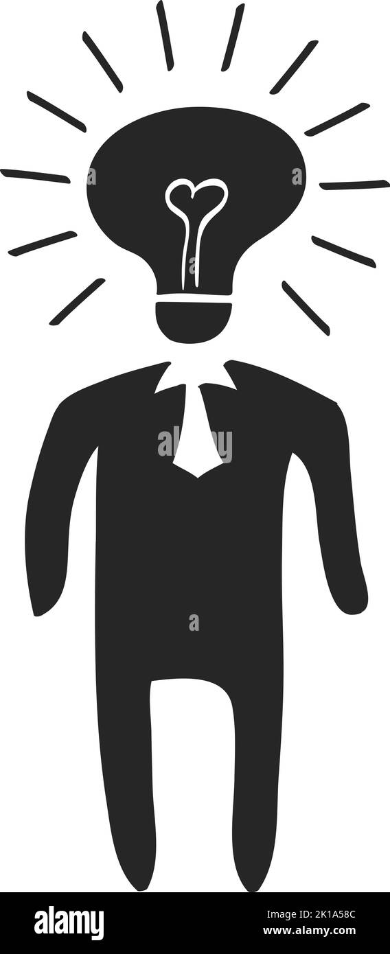 Illustration vectorielle de la tête de l'ampoule dessinée à la main Illustration de Vecteur