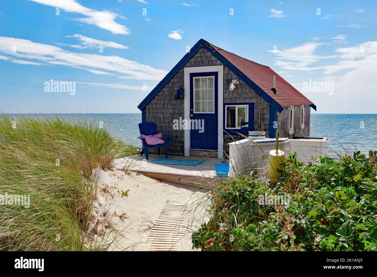 Cottage à Cold Storage Beach à Truro, comté de Barnstable, Cape Cod, Massachusetts, États-Unis. Banque D'Images