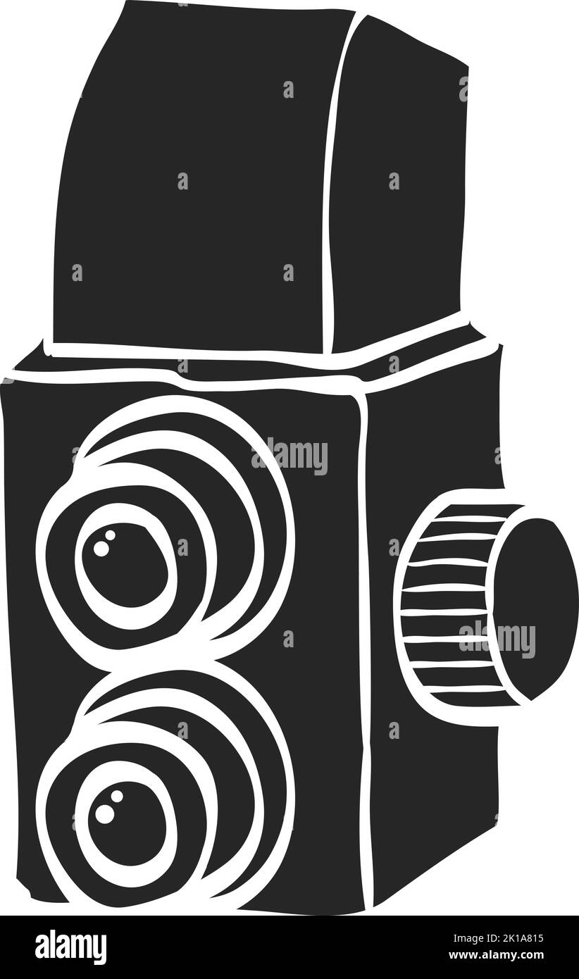Illustration vectorielle de l'appareil photo reflex à double objectif dessinée à la main Illustration de Vecteur