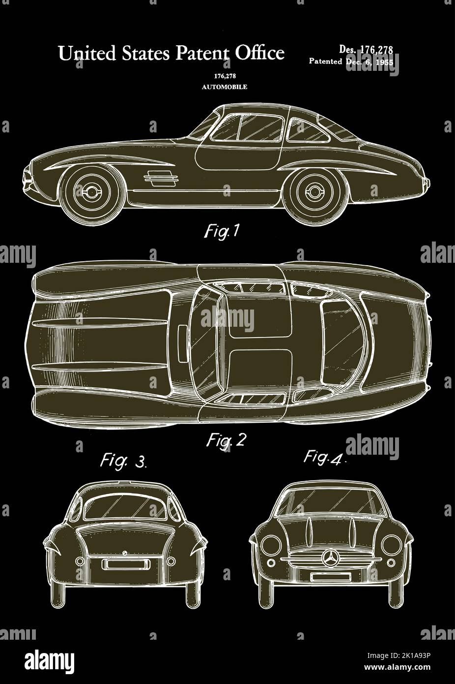 Mercedes-Benz 1955 Classic car verni Illustration de Vecteur