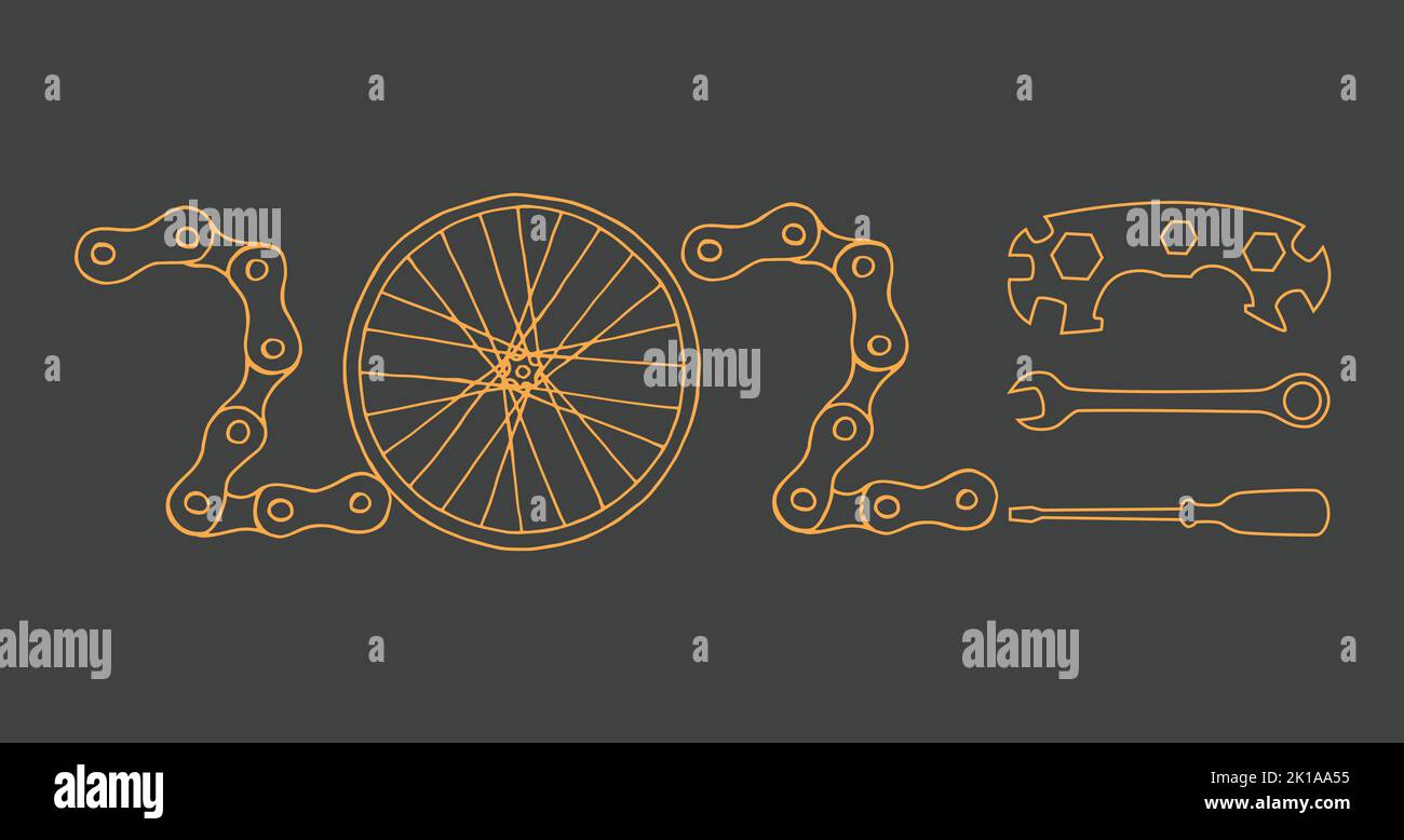 Bicycle nouvel an 2023 fond gris Illustration de Vecteur