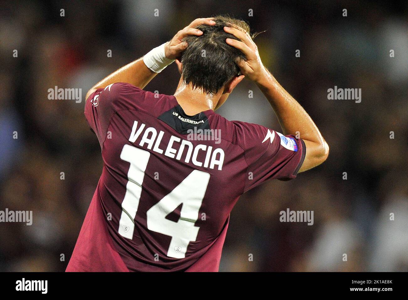 Naples, Italie. 16th septembre 2022. Diego Valencia joueur de Salerntana, pendant le match de la série italienne Une ligue entre Salerntana vs Lecce résultat final, Salerntana 1, Lecce 2, match joué au stade Arechi. Naples, Italie, 16 septembre 2022. (Photo par Vincenzo Izzo/Sipa USA) crédit: SIPA USA/Alay Live News Banque D'Images