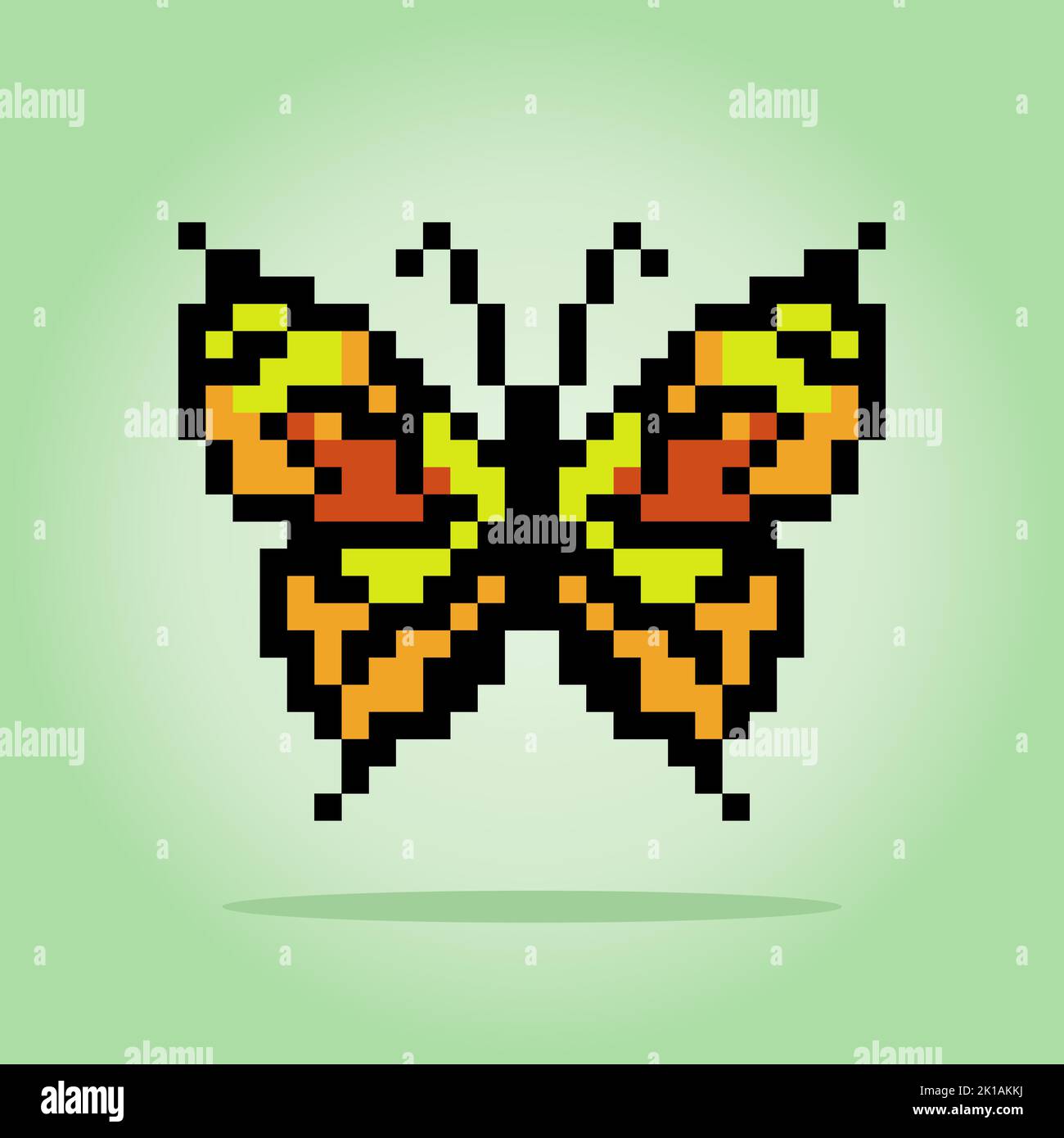Pixel papillon 8 bits. Animal pour les ressources de jeu dans l'illustration vectorielle. Illustration de Vecteur