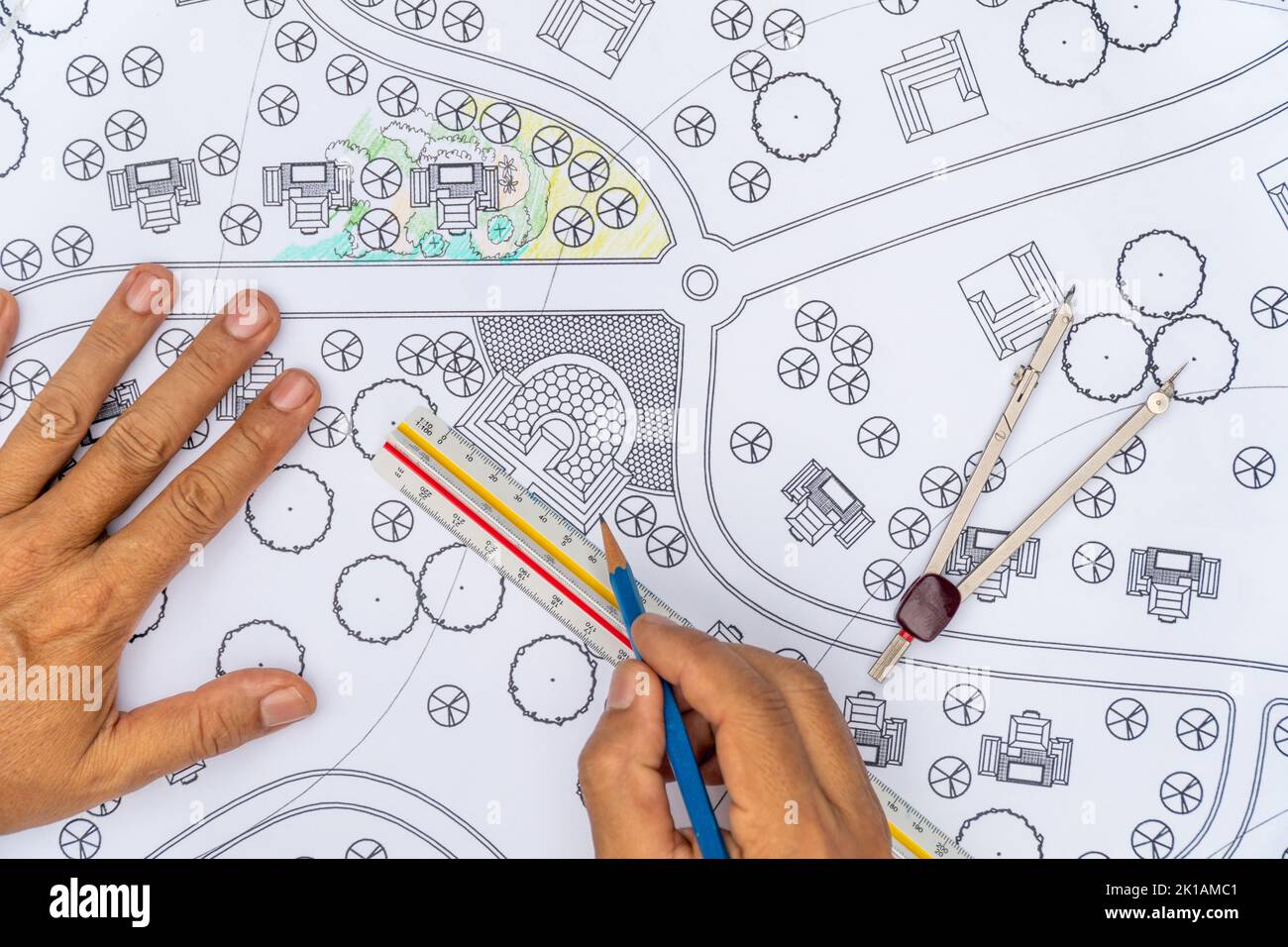 Paysages modèles Blueprints pour le développement de logement. Banque D'Images