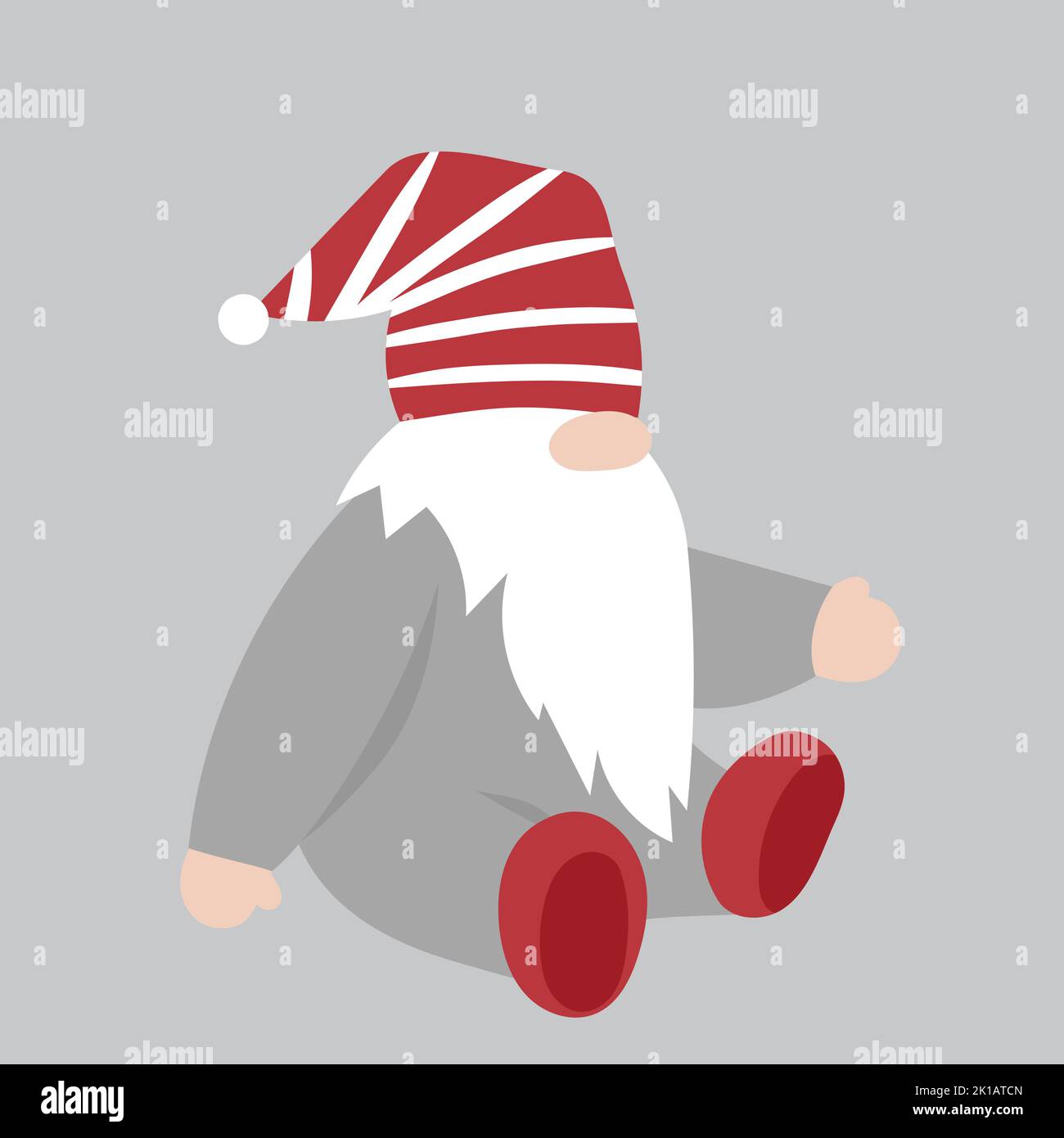 Un joli petit gnome dans un chapeau rouge. Clipart vecteur isolé. Illustration de Vecteur